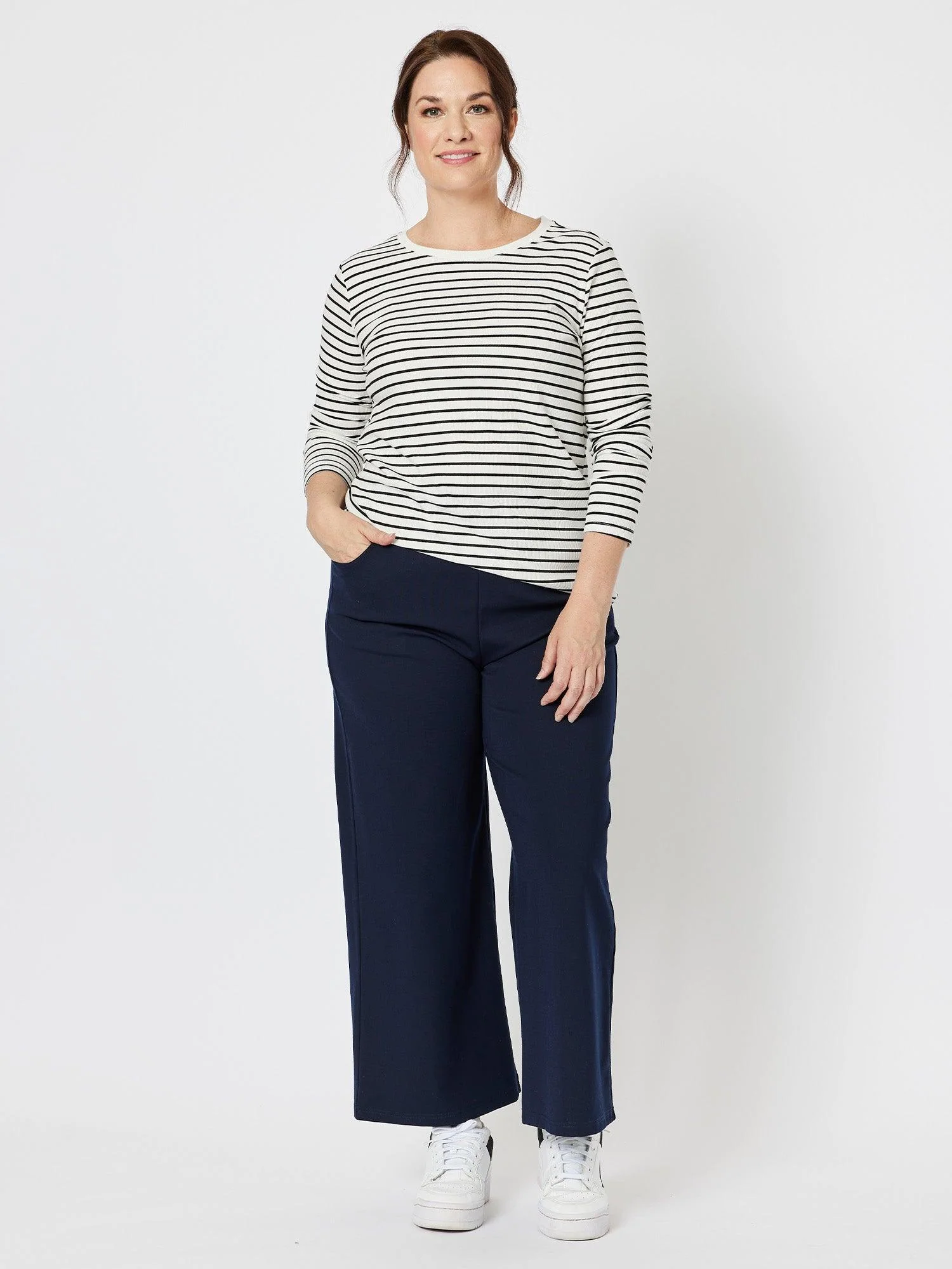 Kimmy Ponte Wide Leg Pant - Navy