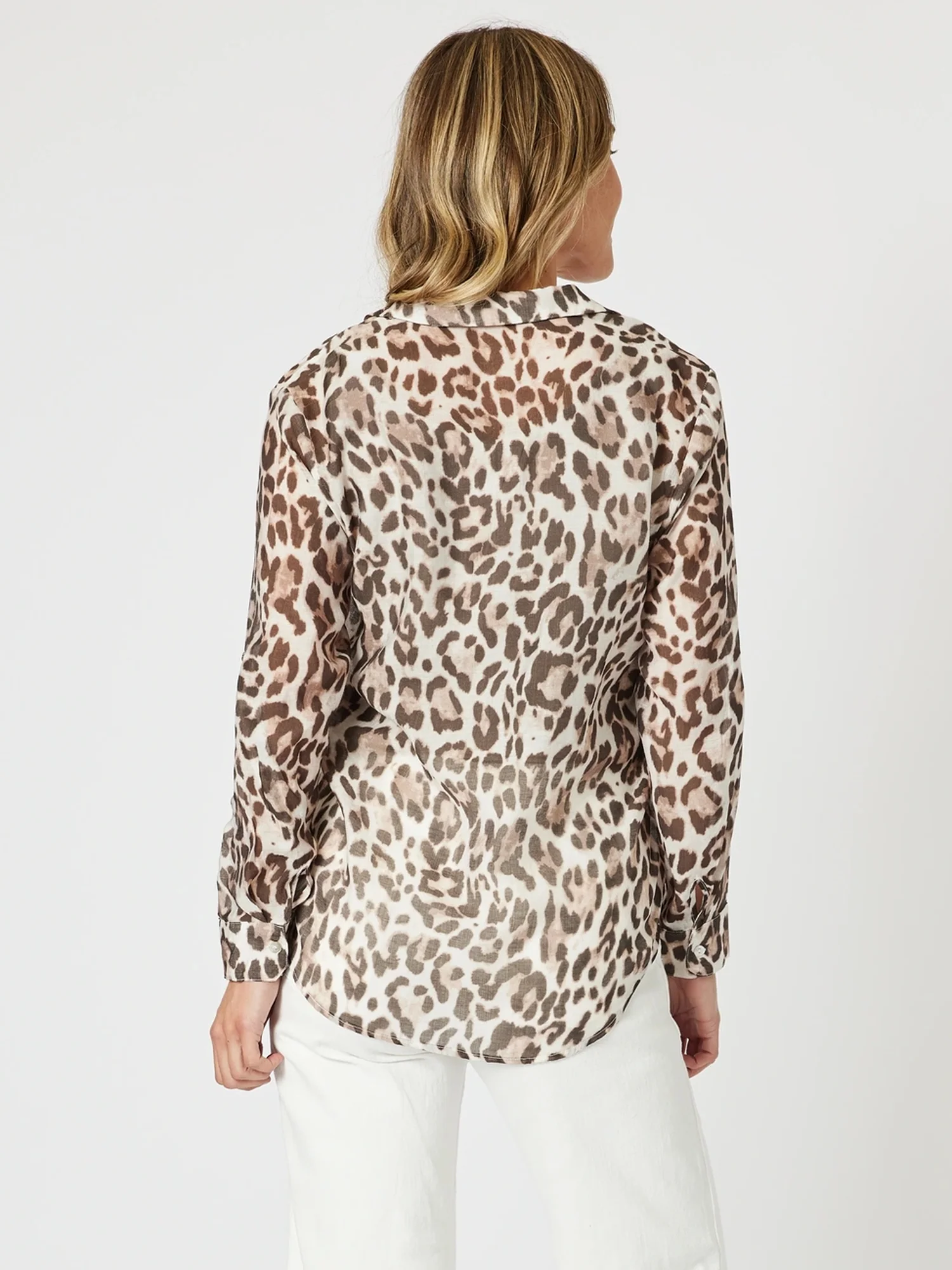 On Safari Print Sheer Shirt - Natural Multi