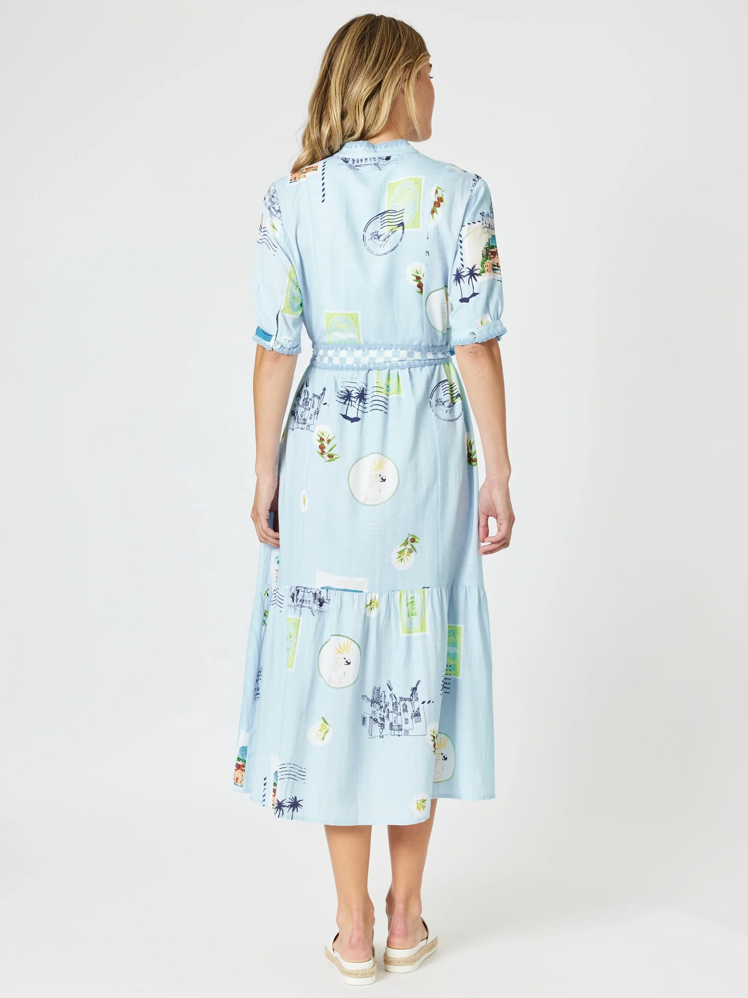 Destination Print Maxi Dress - Pale Blue