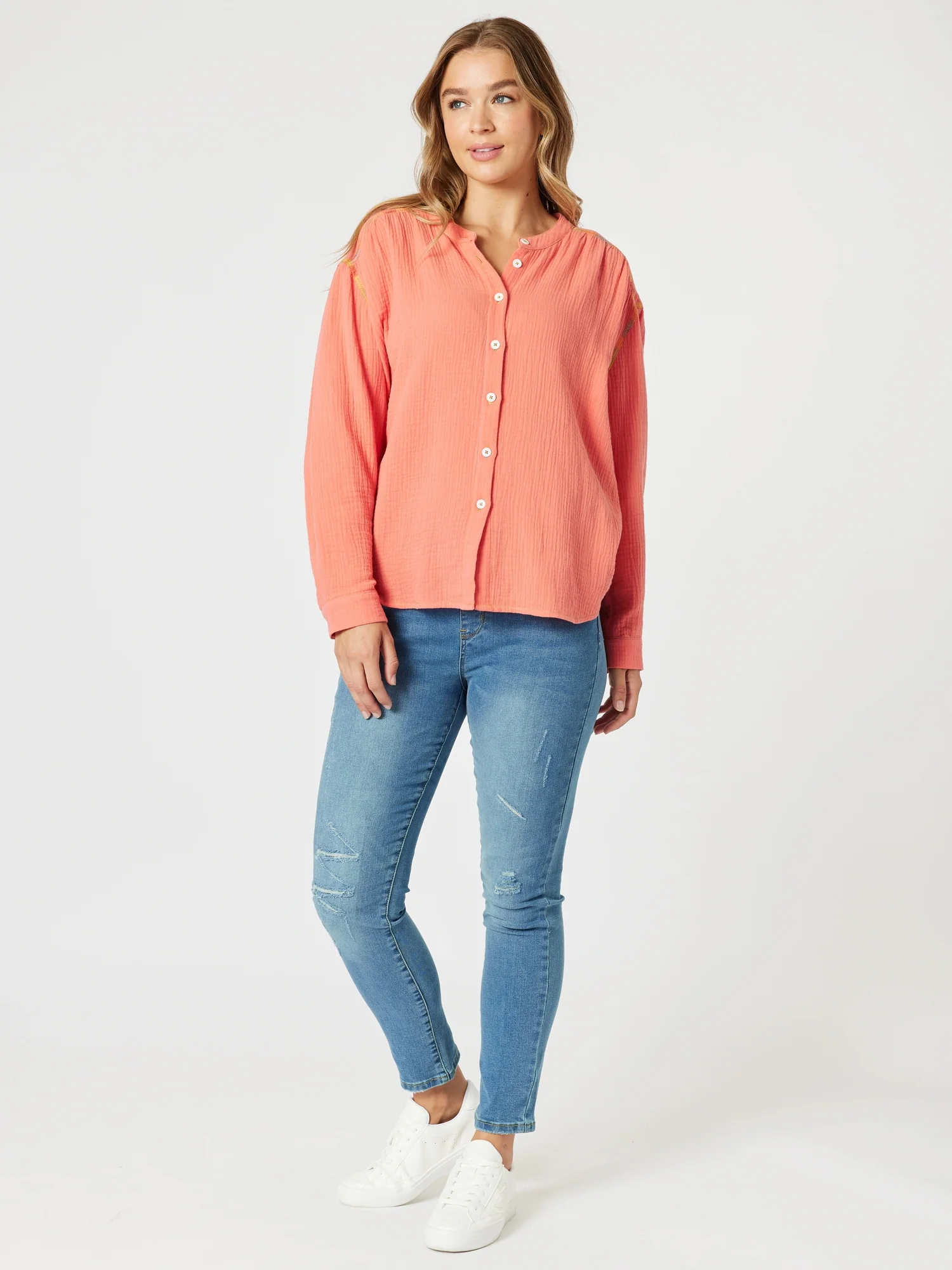 Rainbow Stitch Top - Mango