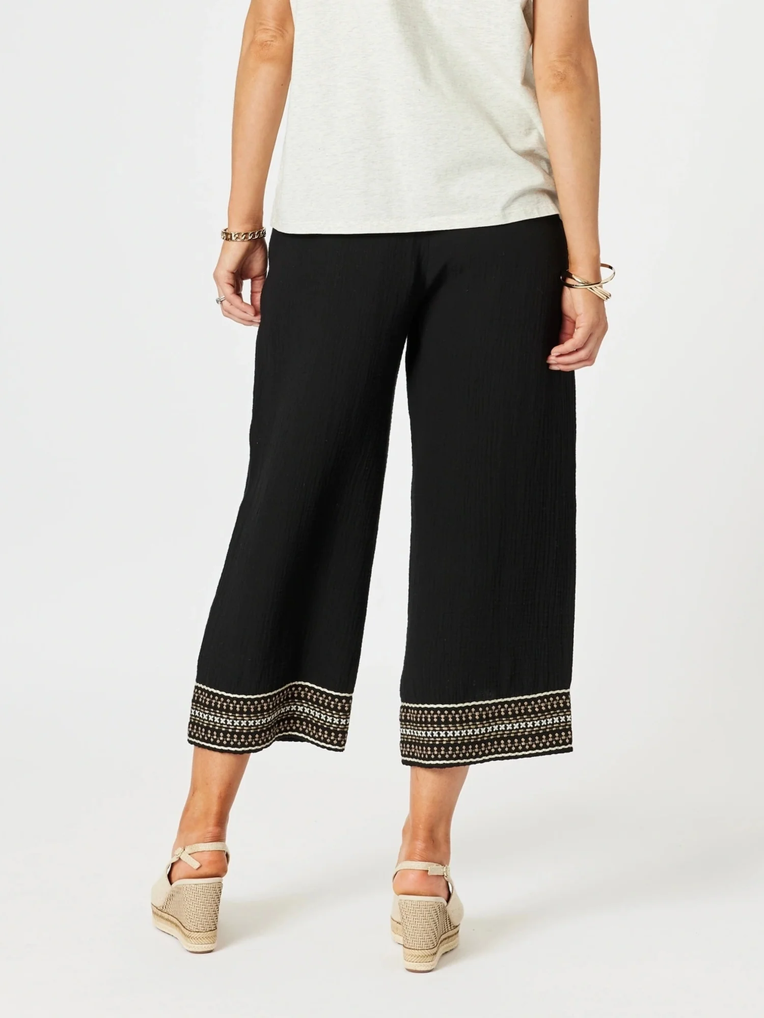Cross Stitch Wide Leg Pant - Black