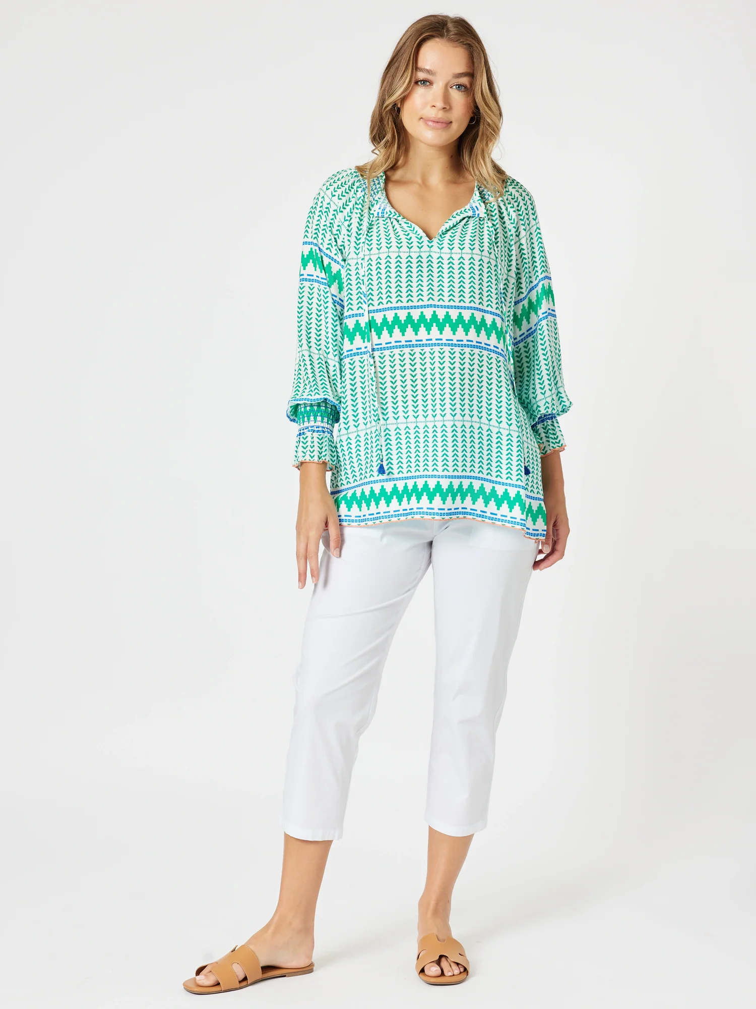 Santorini Cotton Capri Pant -  White