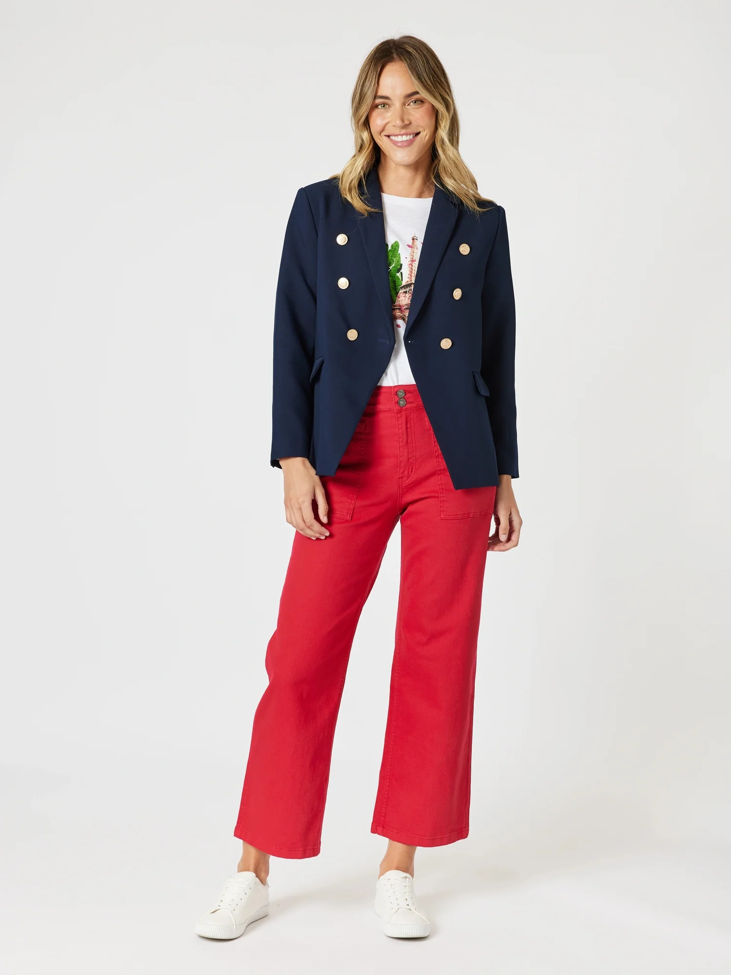 Hudson High Rise Wide Leg Jean - Red