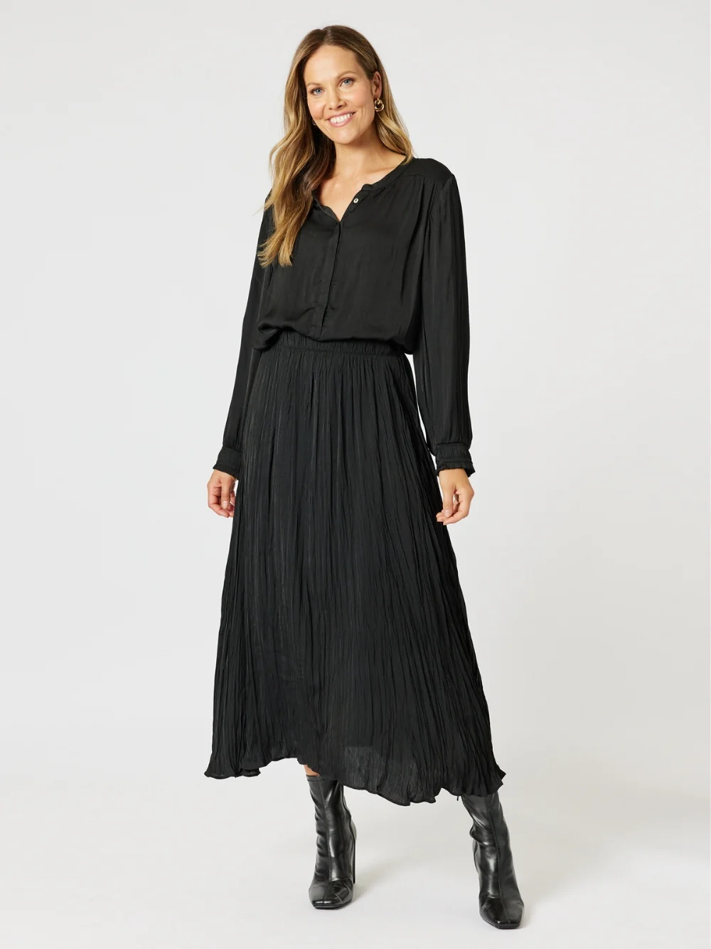 Vienna Luxe Nehru Top - Black