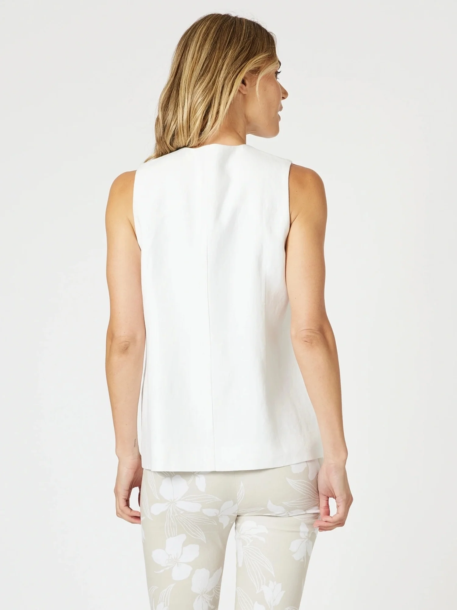 Lino Long Vest - White