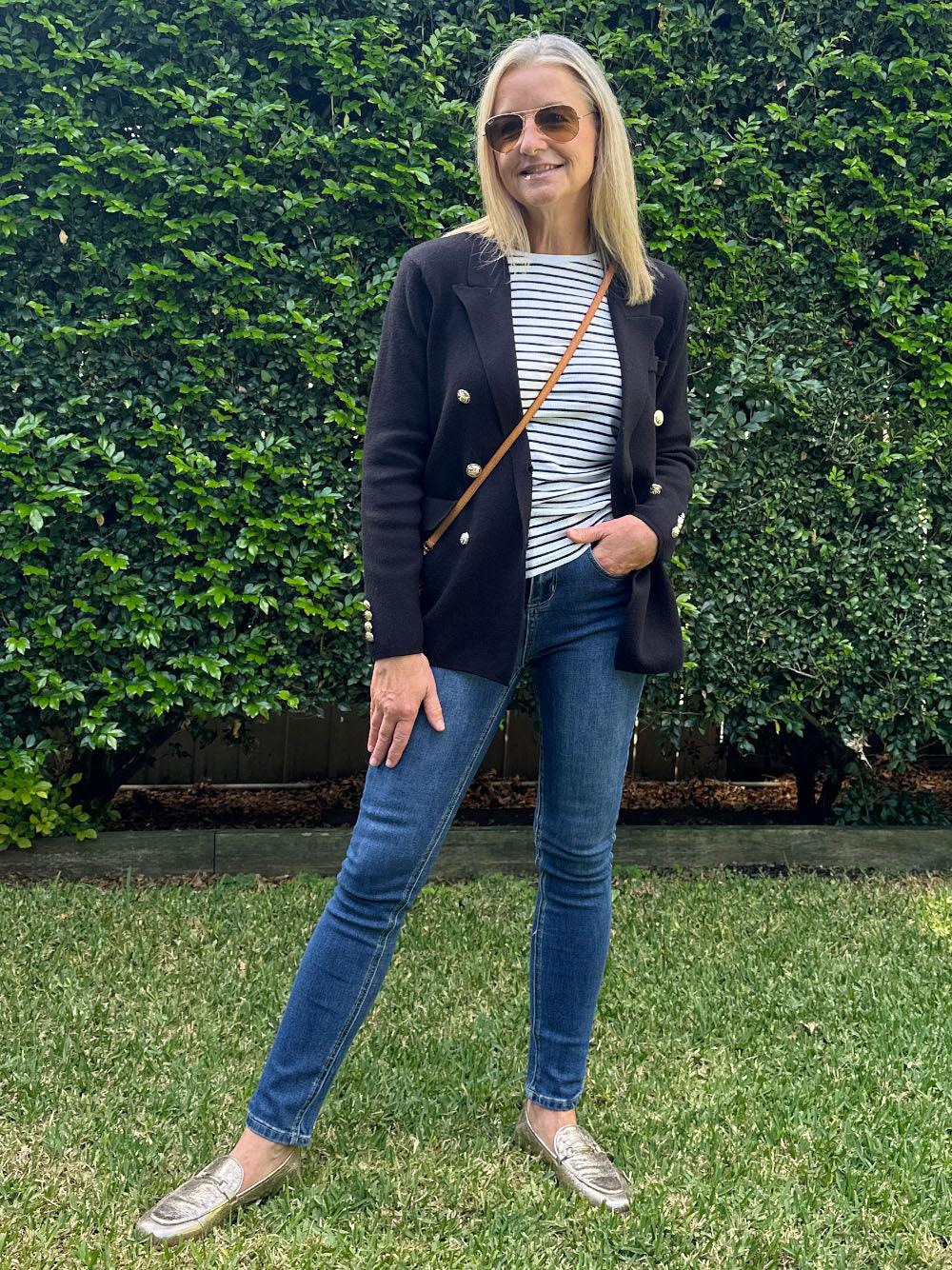 Lucy Knit Blazer Jacket - Navy