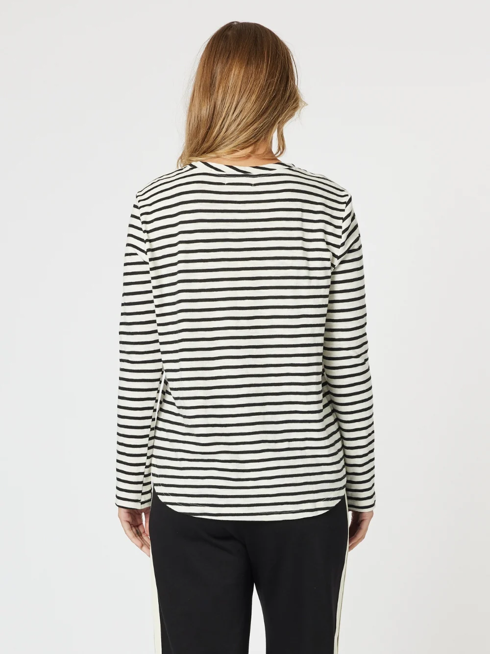 Riviera Long Sleeve Stripe Print Tee - Black/White