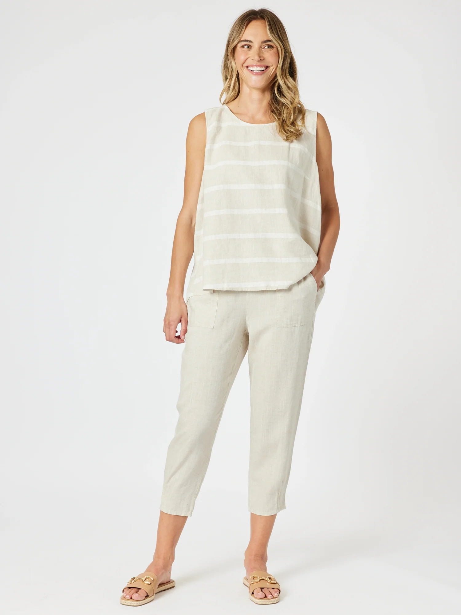 Patio Stripe Print Tank - Natural