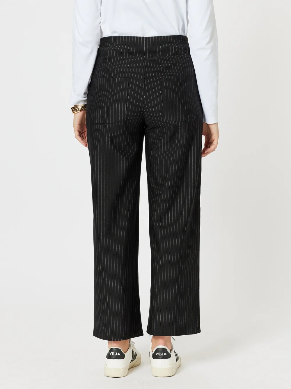 Nicky Wide Leg Pinstripe Pant - Natural/Black