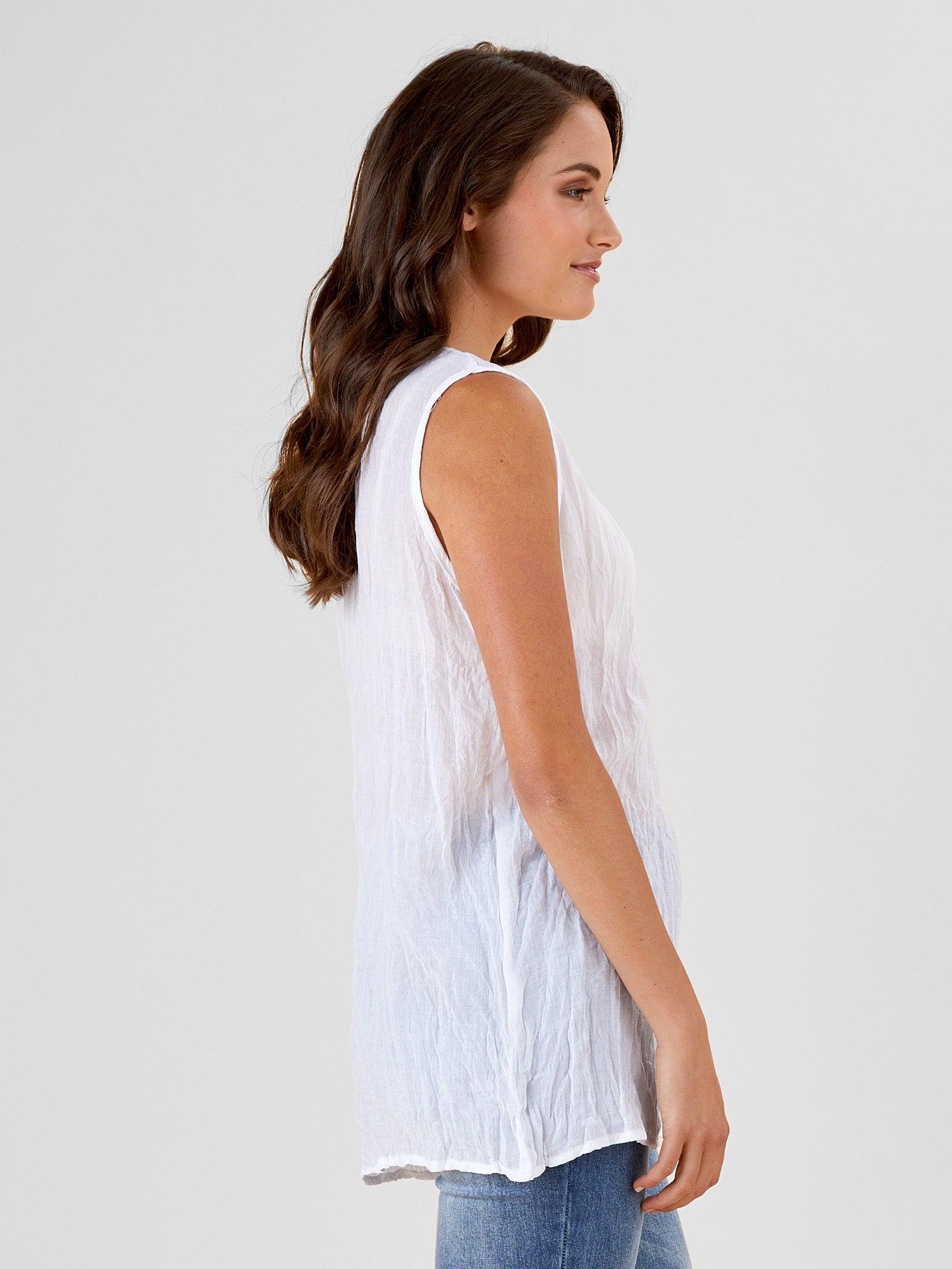 Crushed Layering Cami - White