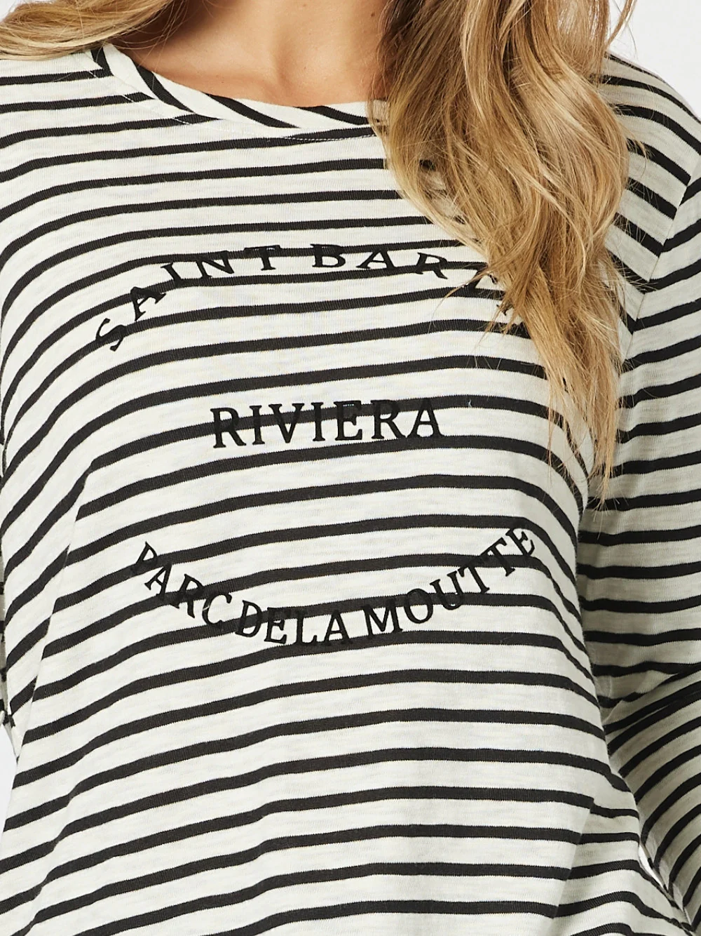 Riviera Long Sleeve Stripe Print Tee - Black/White
