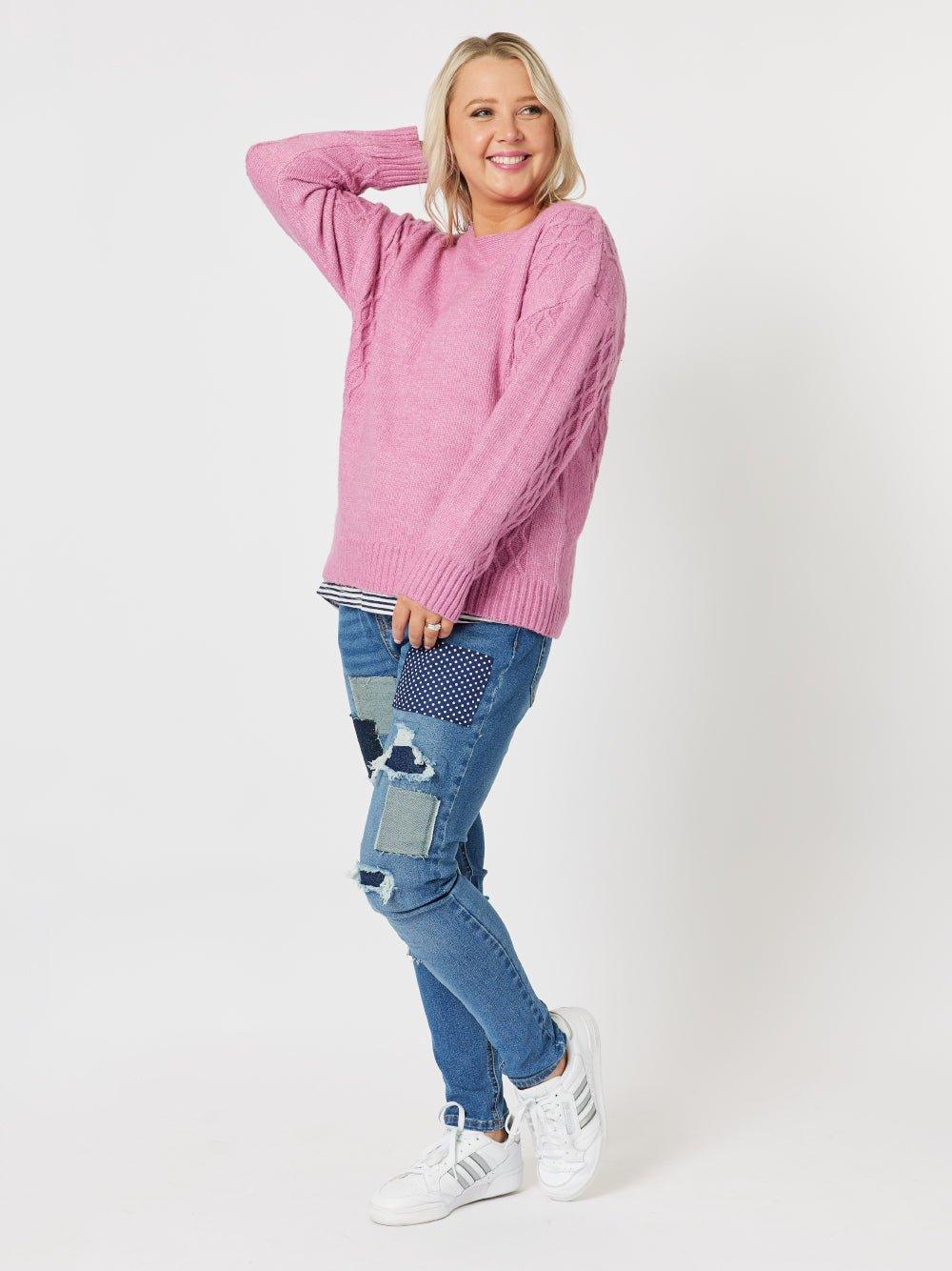 Sofia Patch Slim Leg Jean - Denim