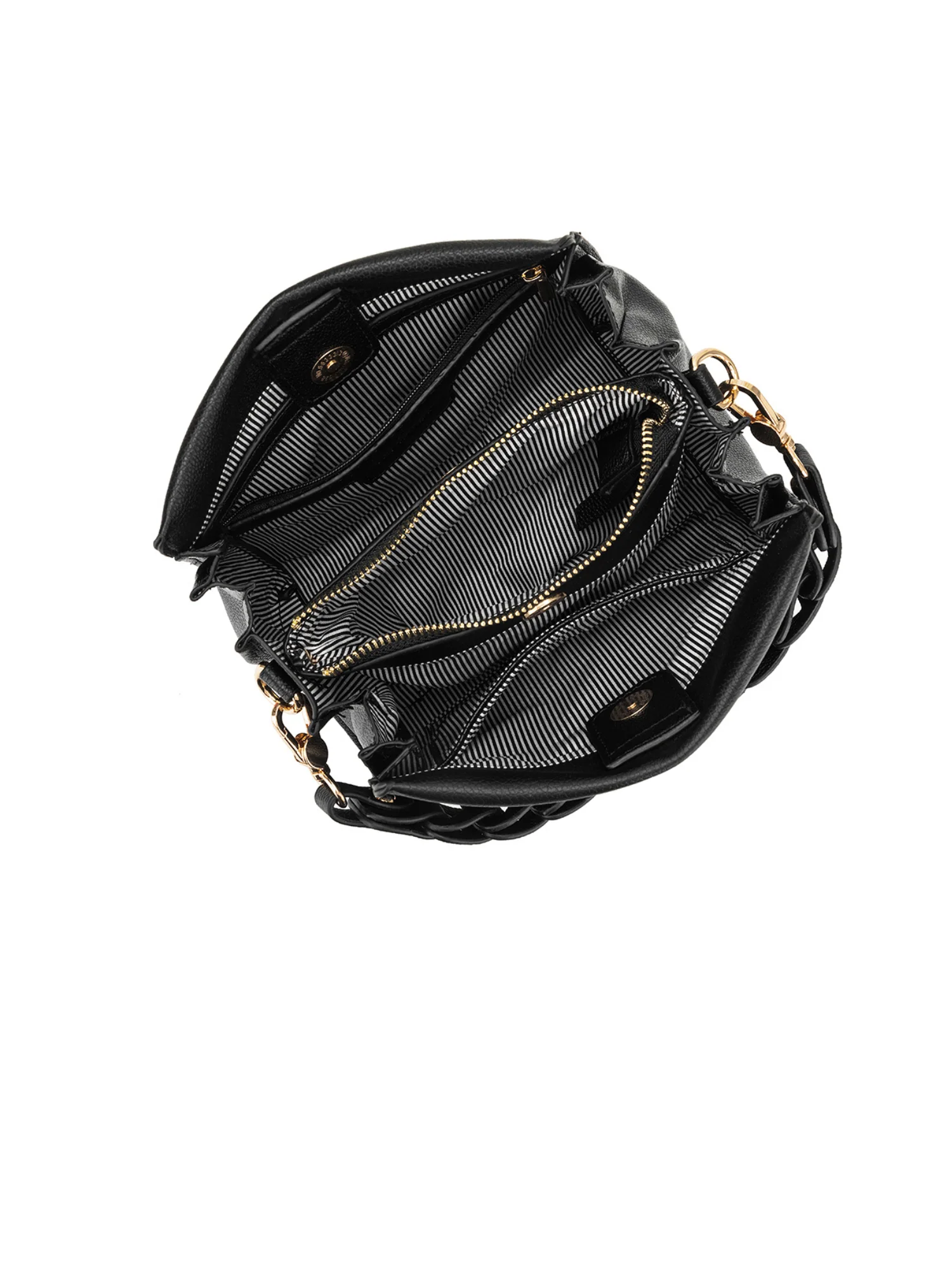 Lua Plait 3 Compartment Handbag - Black