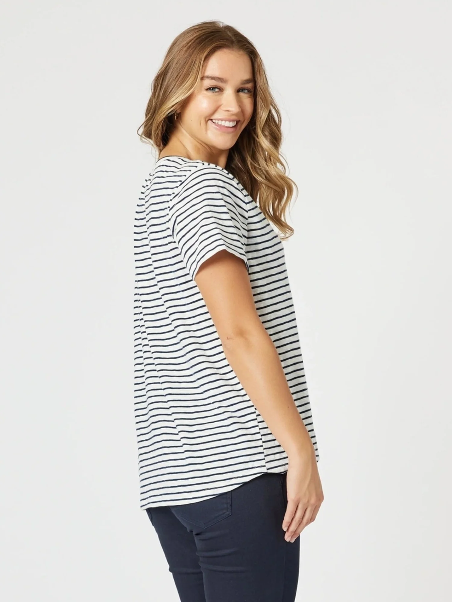 Tonic Stripe Print Tee - Navy/White