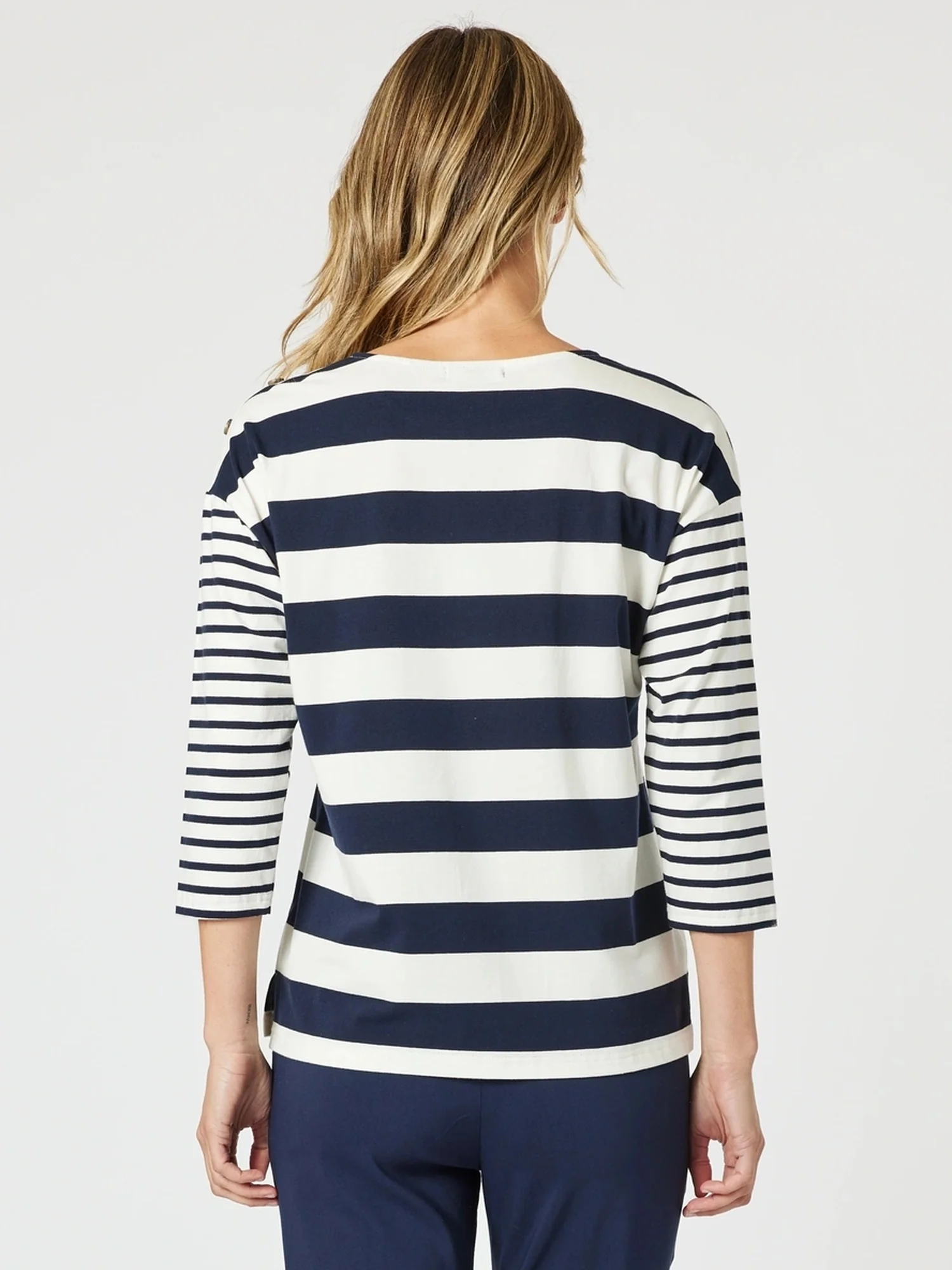 Mixed Stripe Top - Navy/White