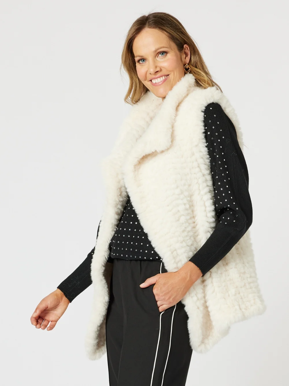 Minx Faux Fur Vest - Ivory