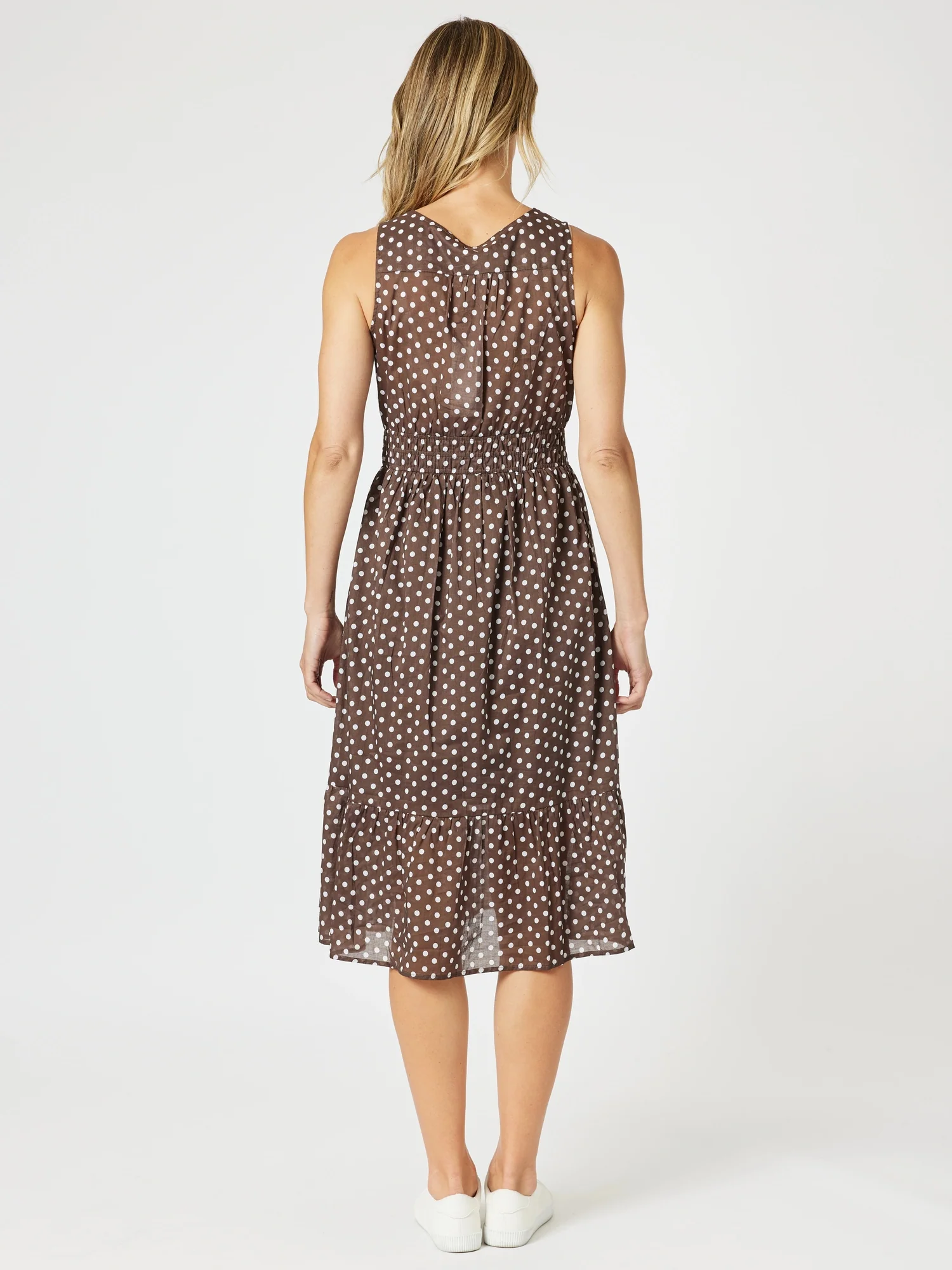 Get Spotty Print Dress - Koko White