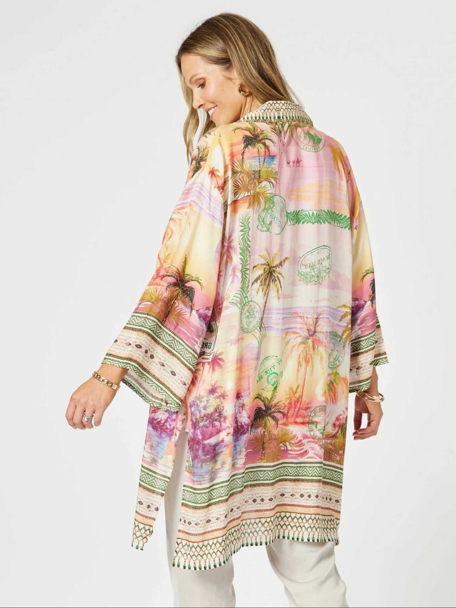 Passport Print Kimono - Sunset Multi