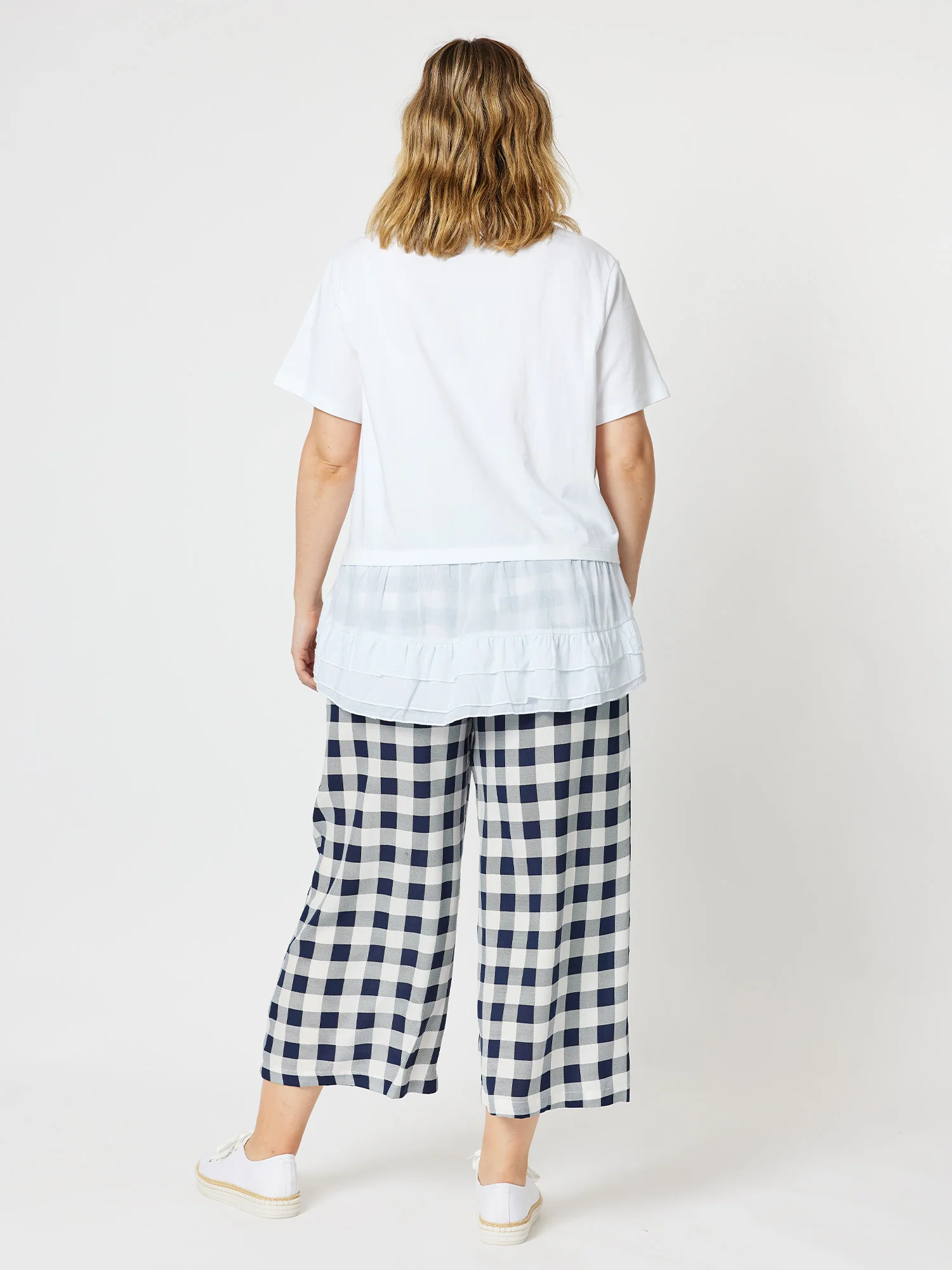 High Low Ruffle Tee - White