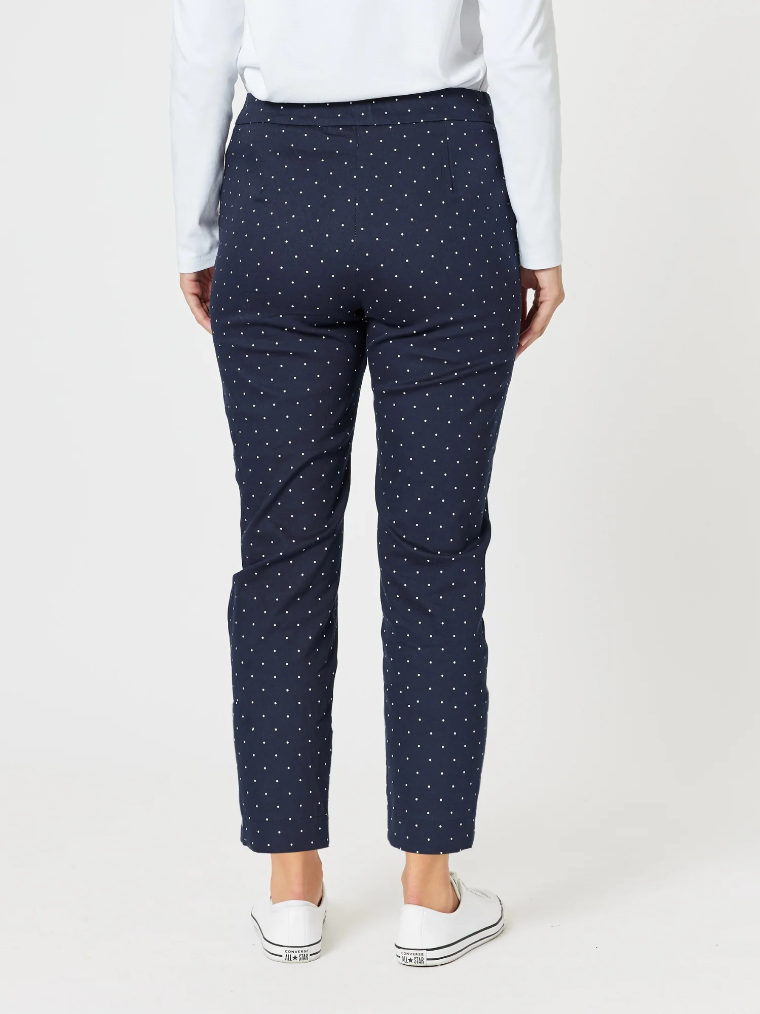 Spot Print Slim Leg Pant - Navy/White