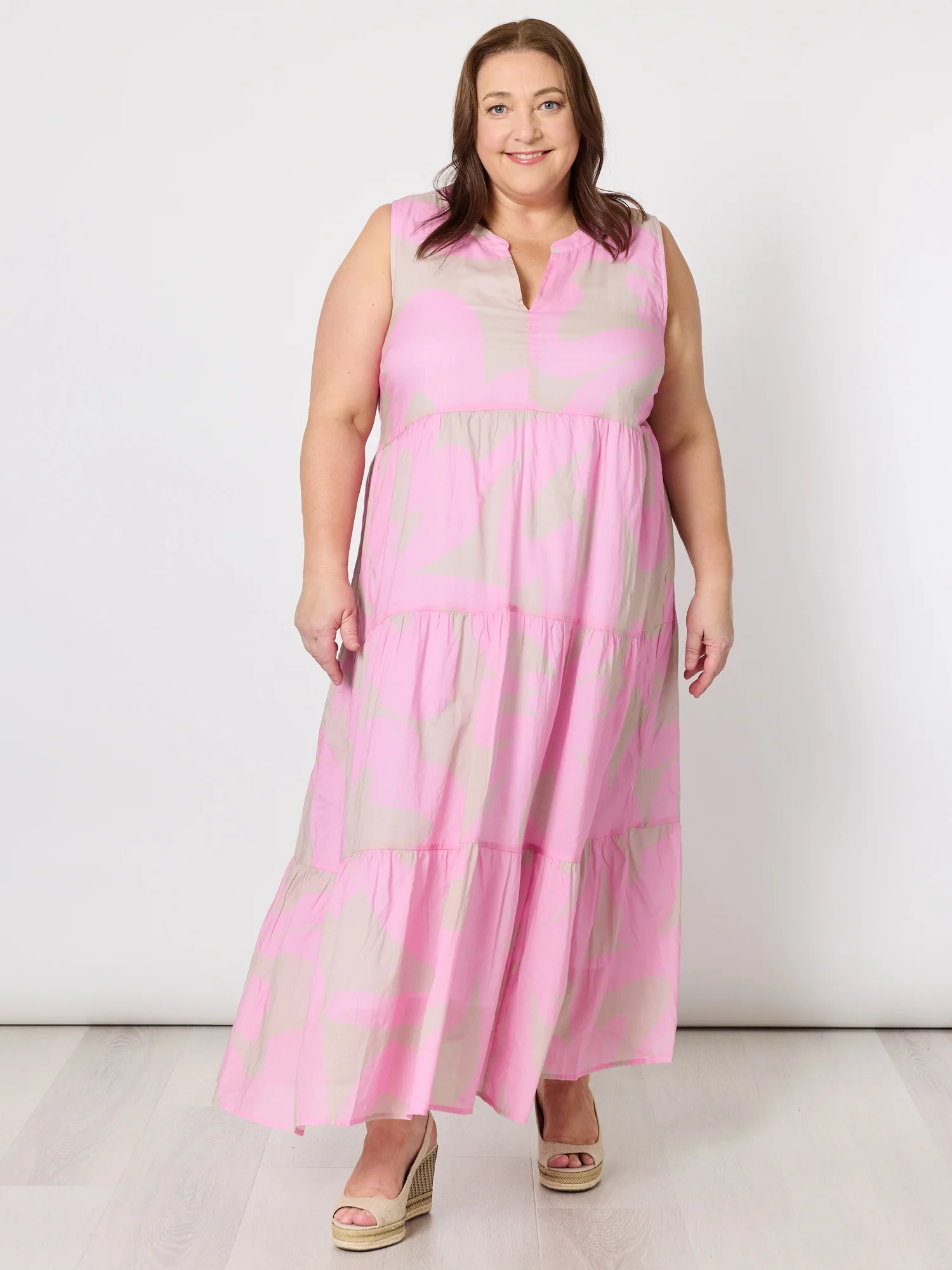 Sienna Print Dress - Pink Stone