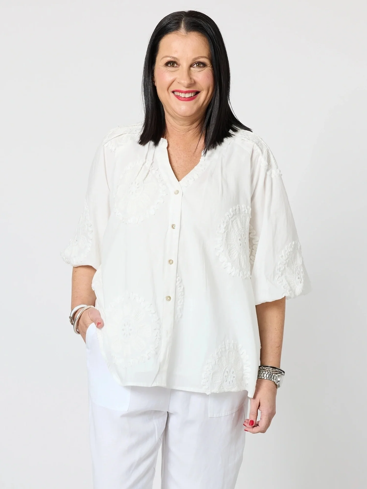 Emanuella Embroidered Jacket - White