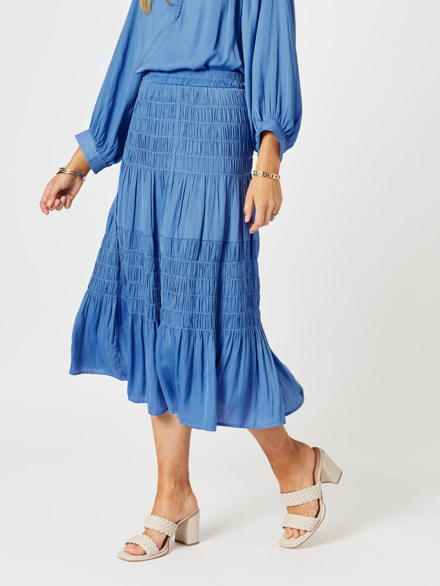 Lux Ruche Skirt - Pacific Blue