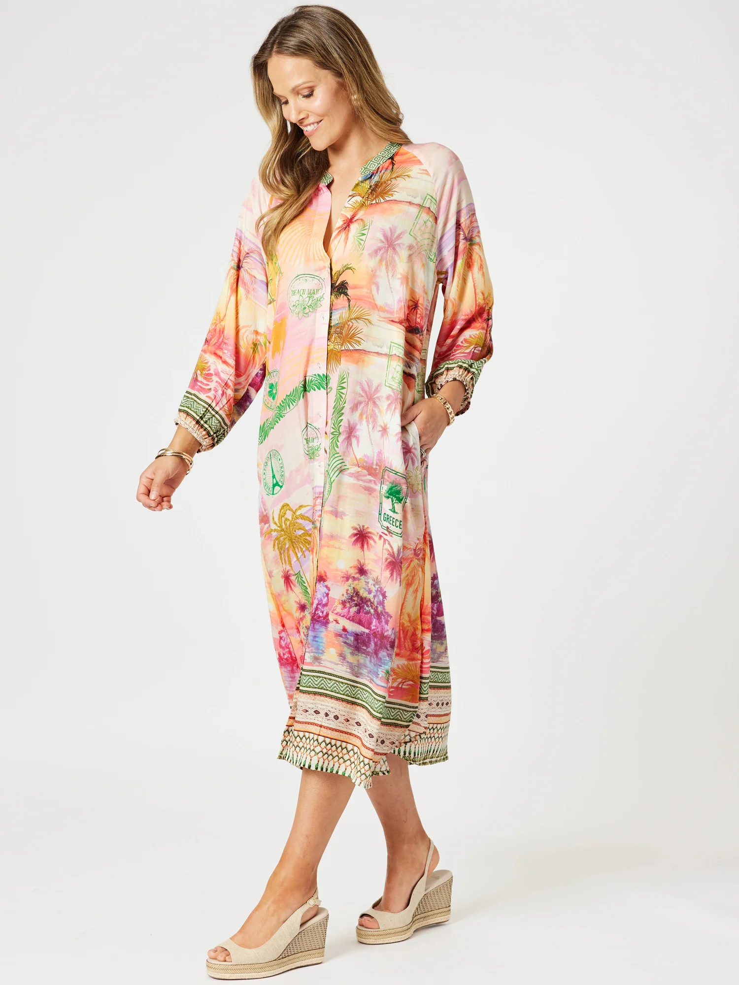 Passport Print Dress - Sunset Multi