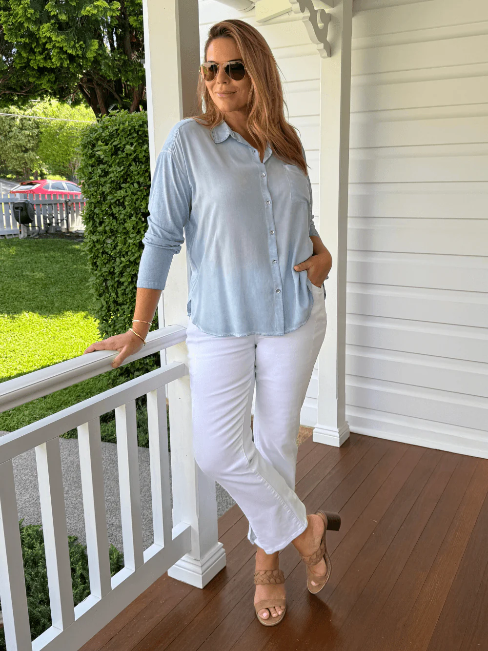 Republic Straight Leg Split Jean  - White