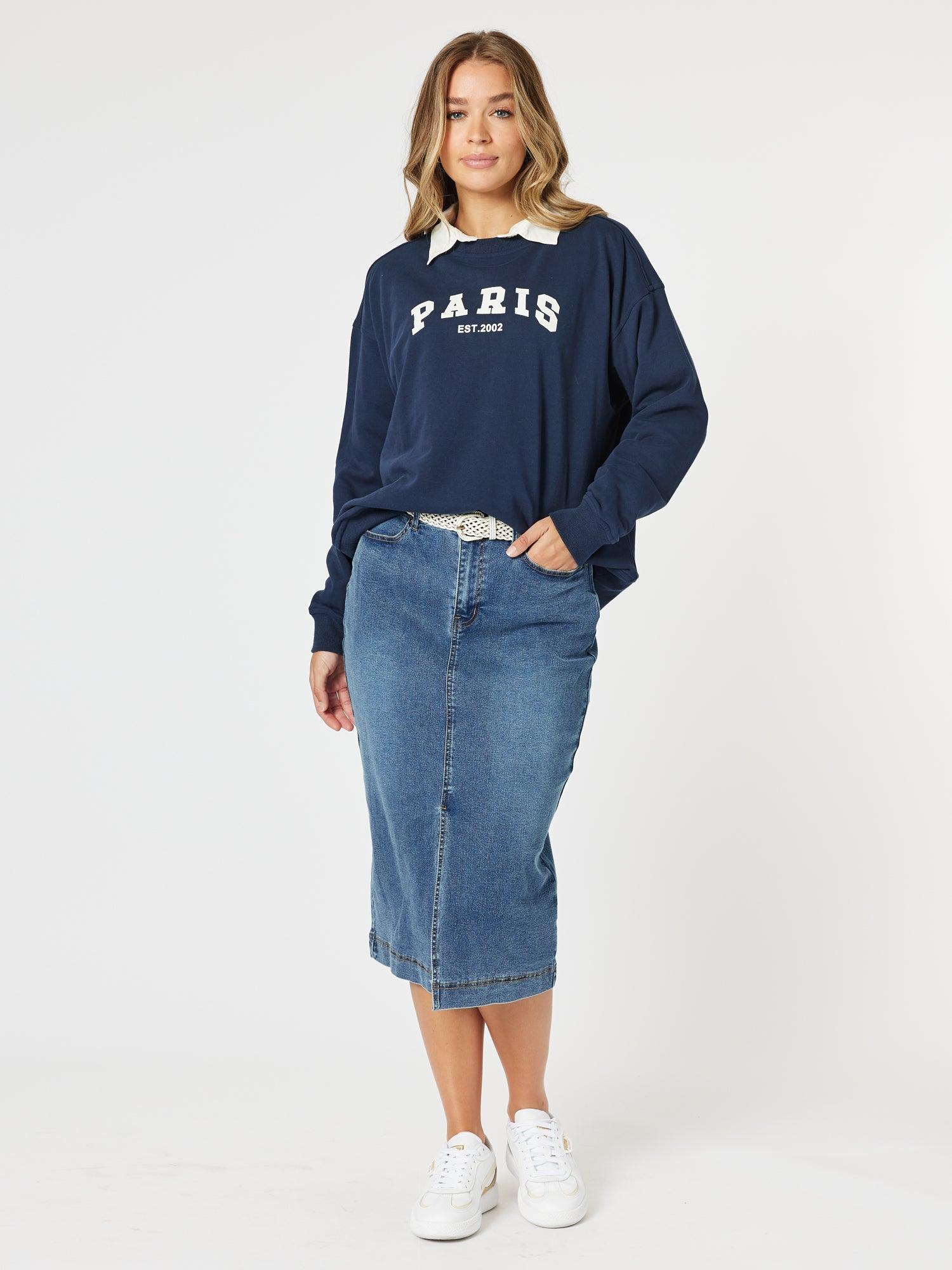 Republic Split Skirt - Denim