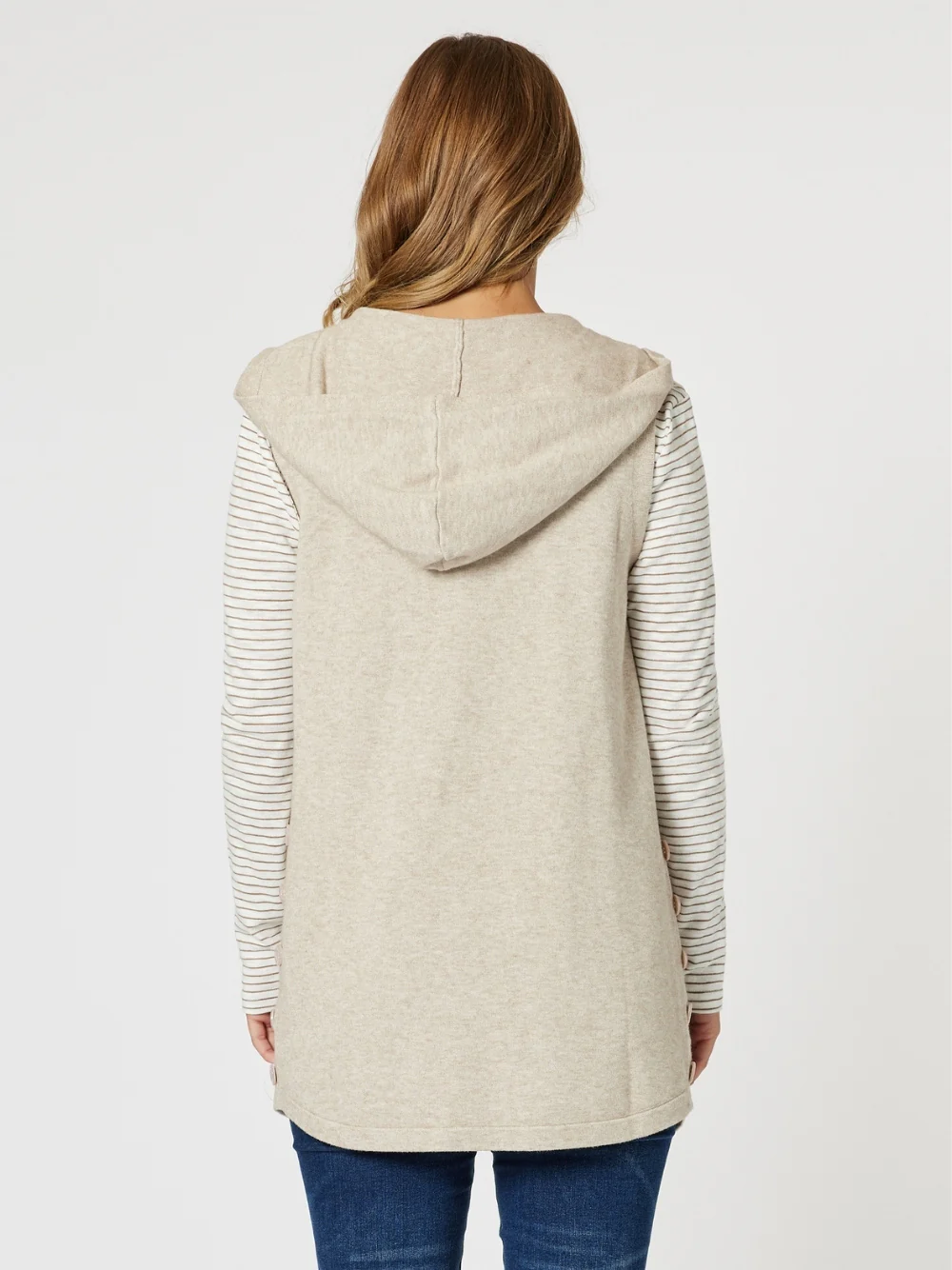 Ollie Side Button Vest - Oatmeal