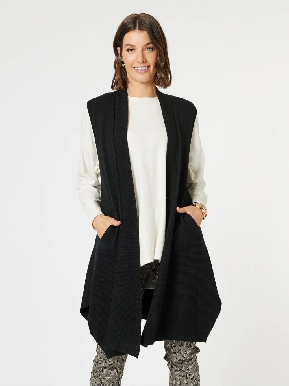 Casa Longline Knit Vest - Black