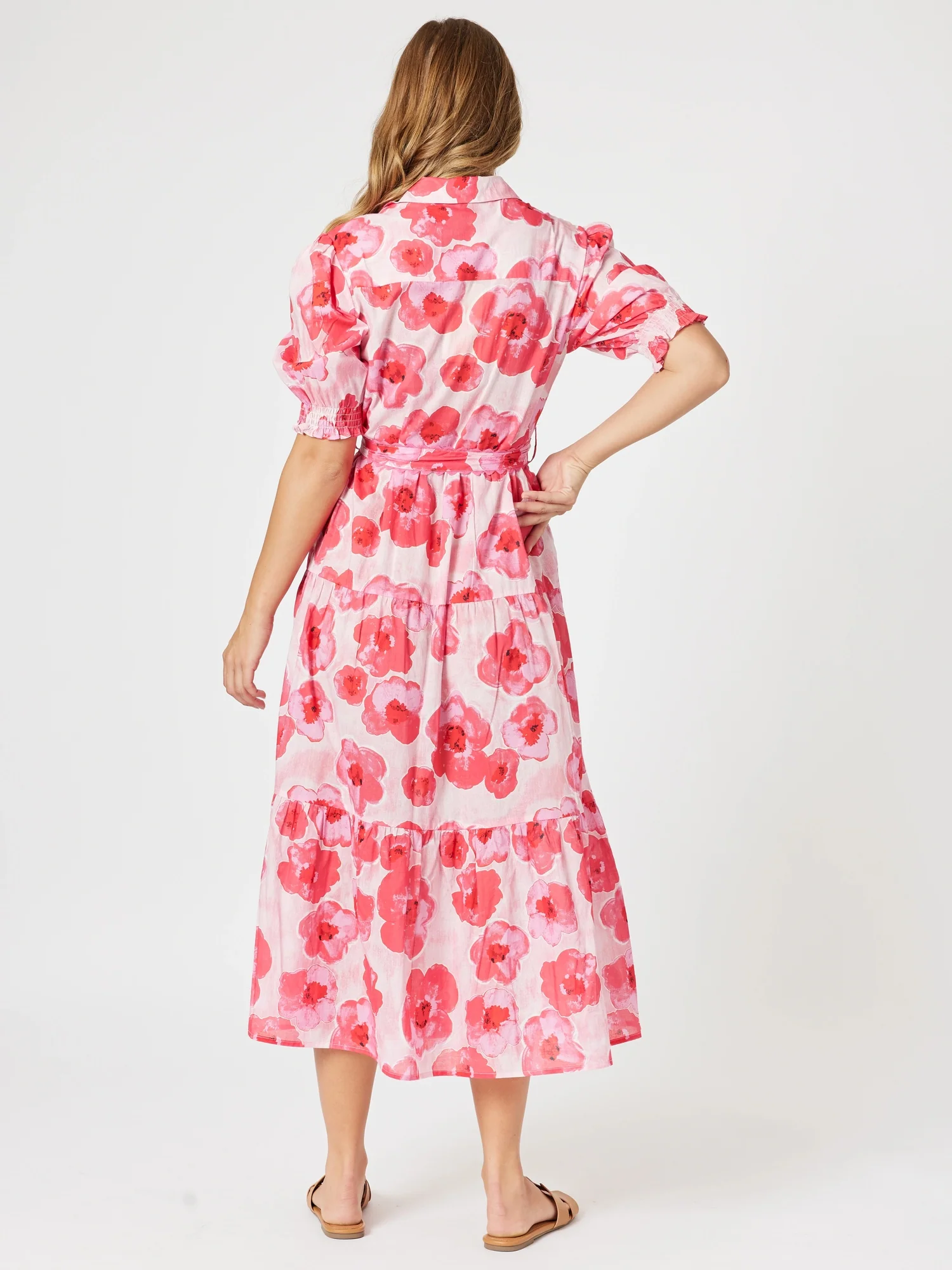 Pink Poppies Floral Print Dress - Pink/Multi