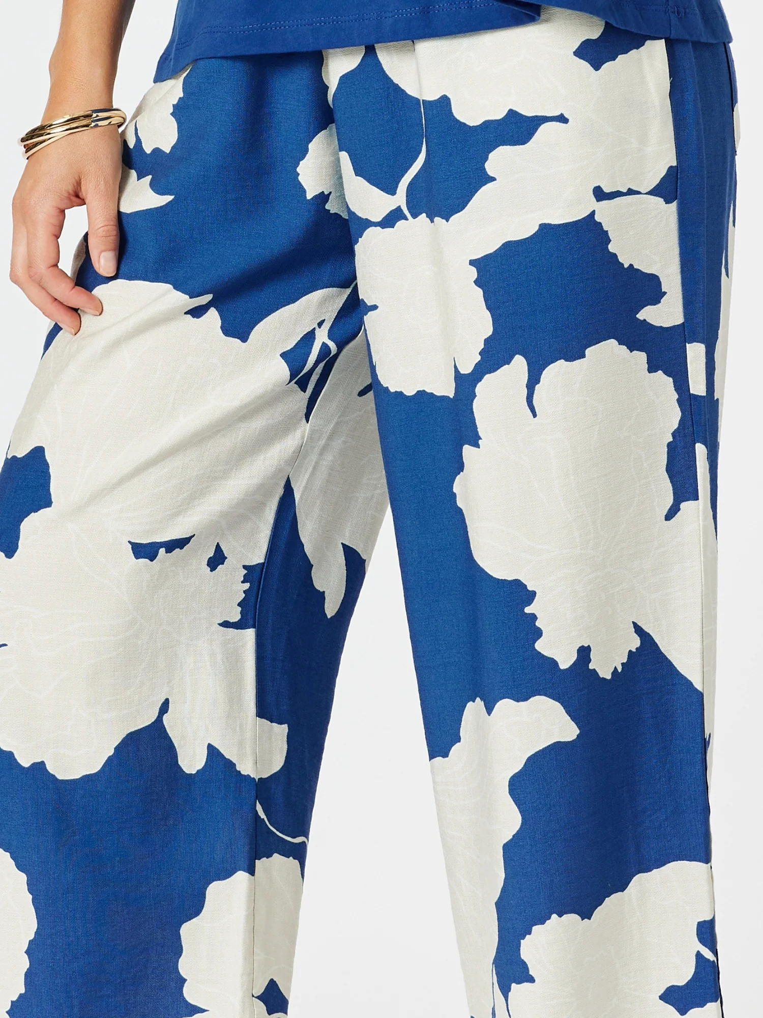 Barcelona Floral Print Pant - Blue/Natural