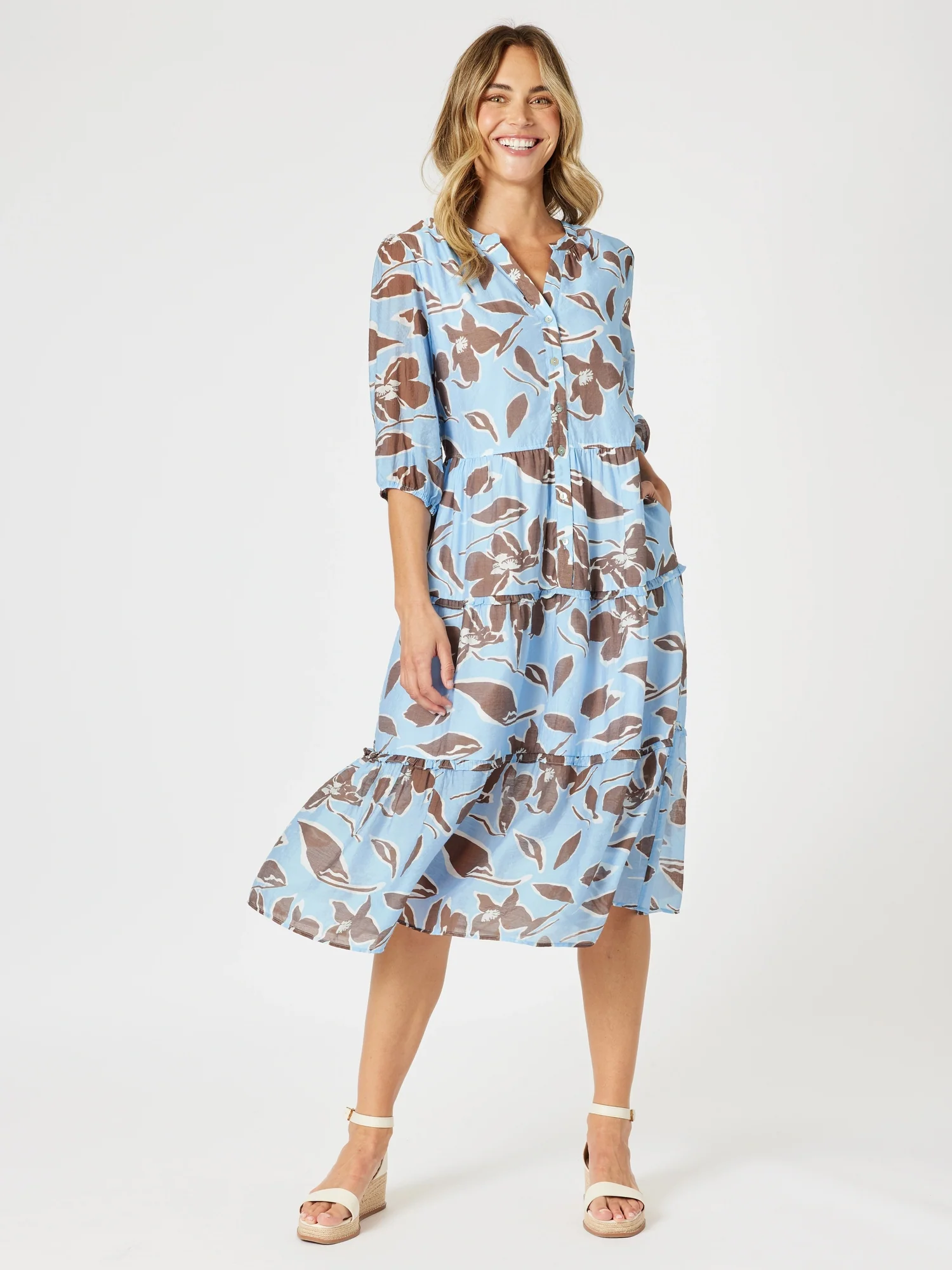 Kensington Floral Print Dress - Blue Koko