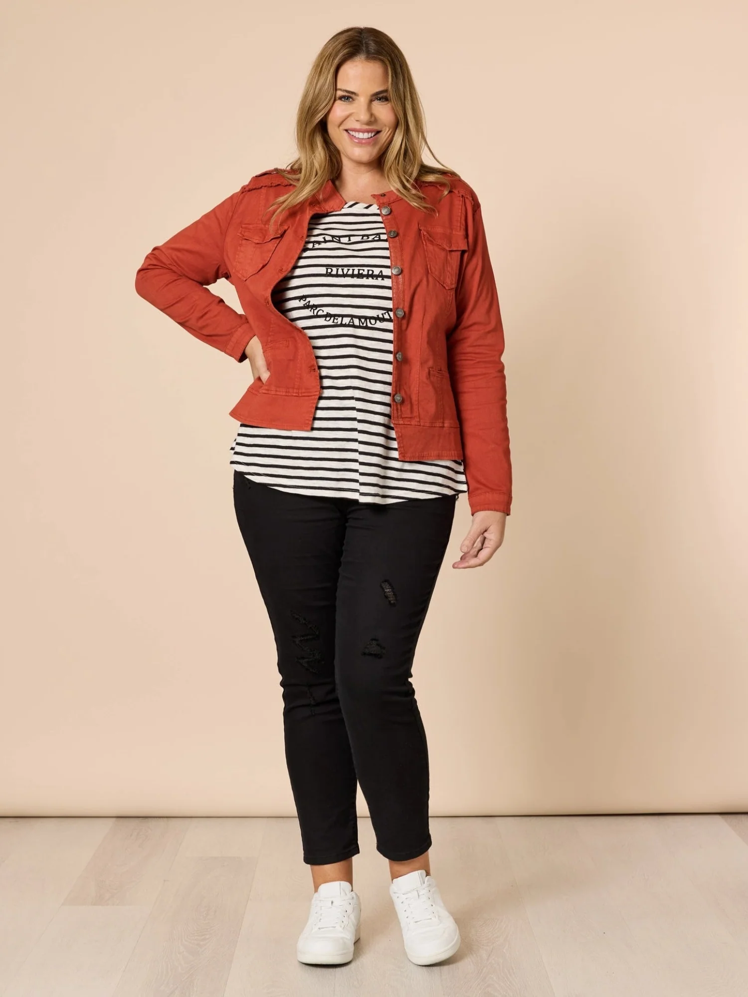 LA Distressed Pull On Stretch Denim Jean - Black