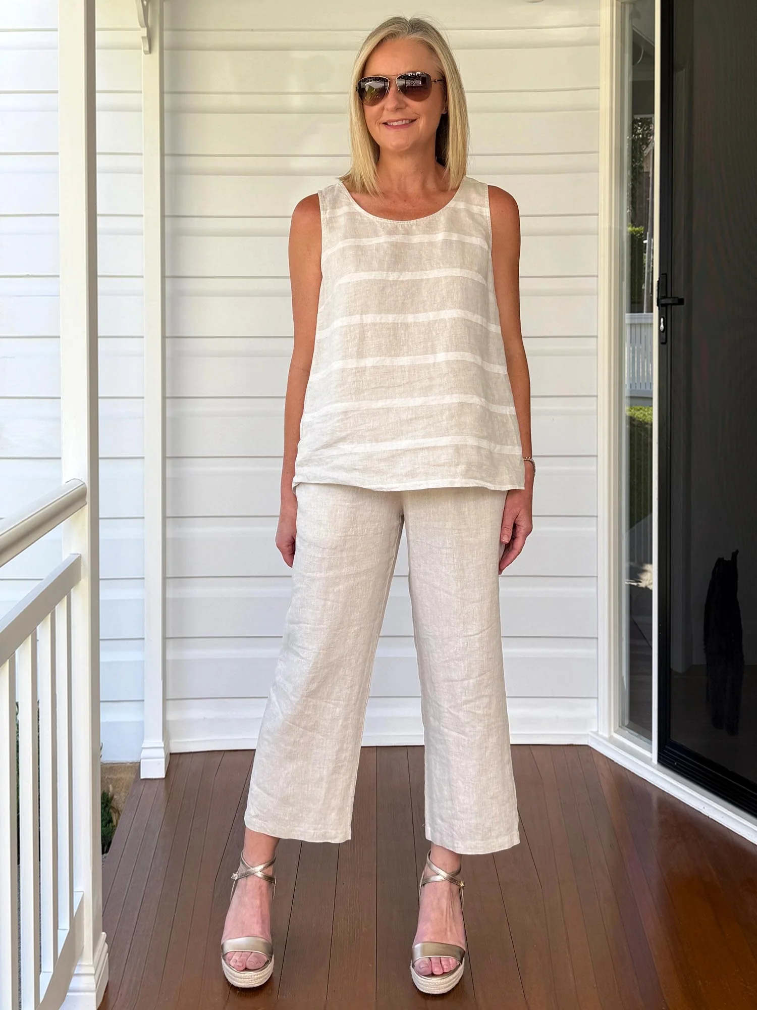 Patio Stripe Print Tank - Natural