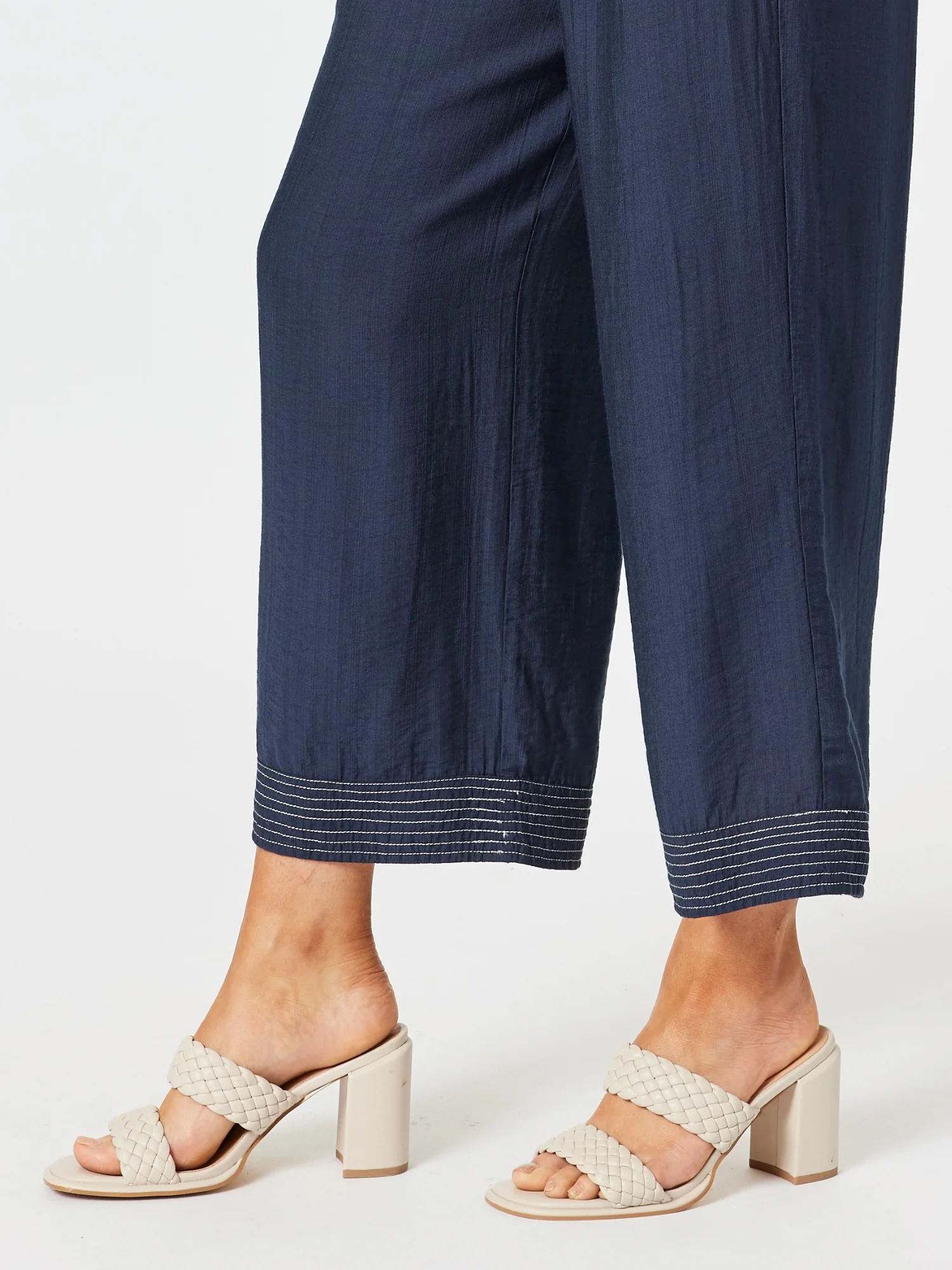 Top Stitch Detail Pant - Navy