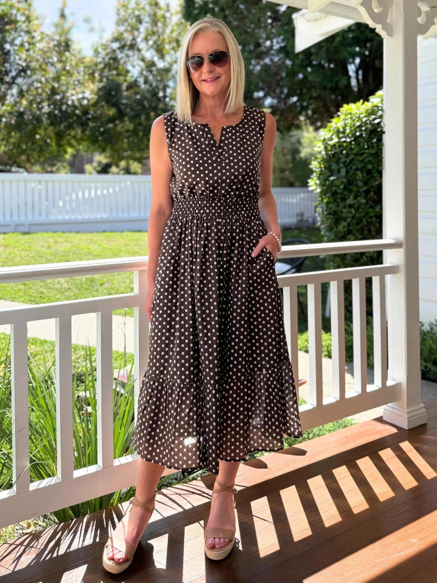 Get Spotty Print Dress - Koko White