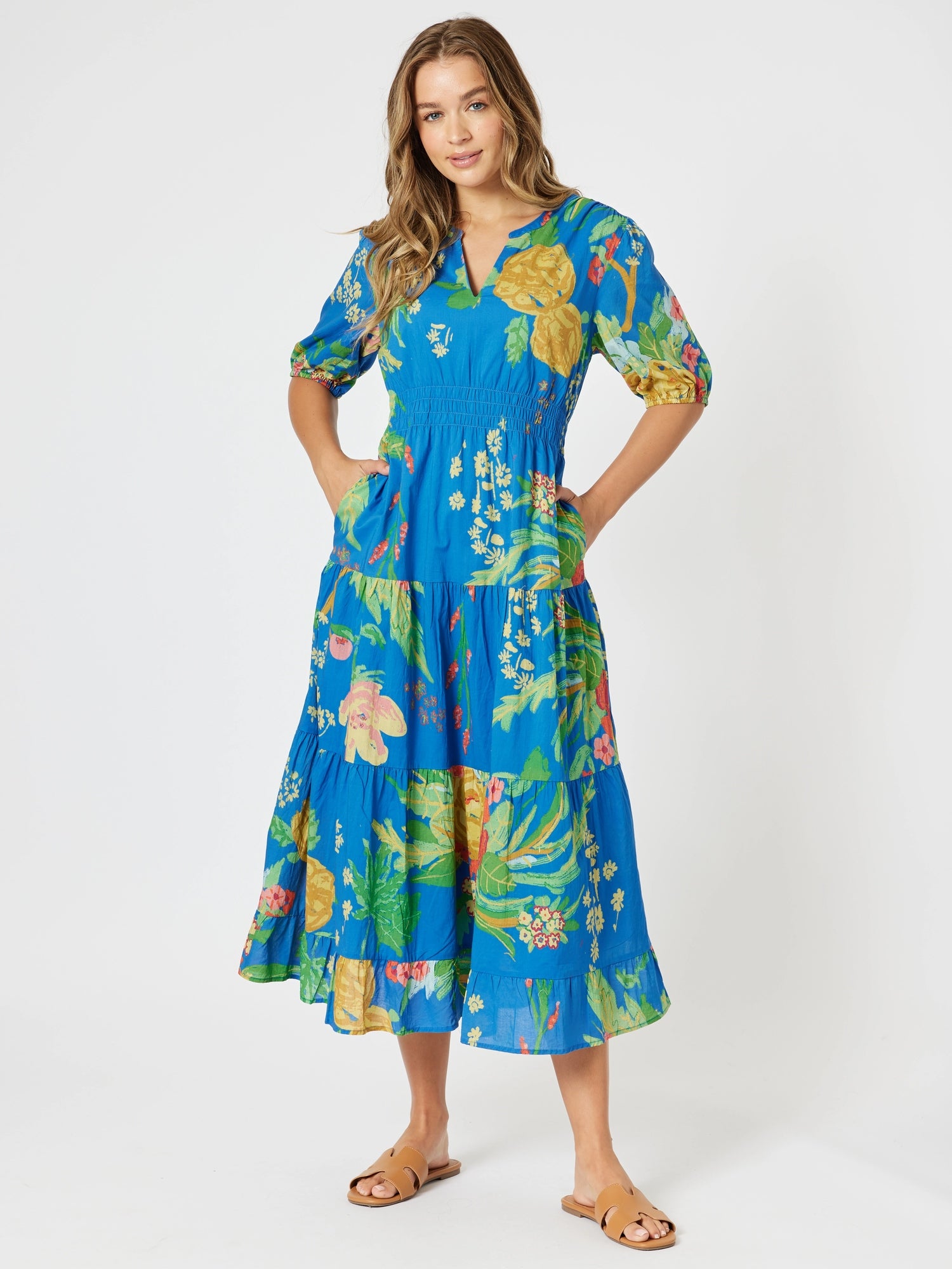 Tropics Floral Print Dress - Blue/Multi