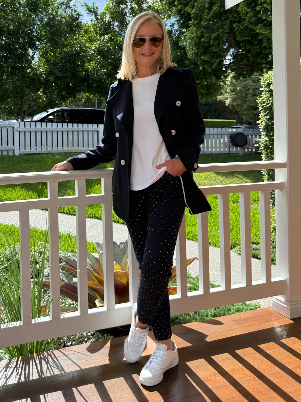 Crew Neck Cotton Rib Long Sleeve Top - White