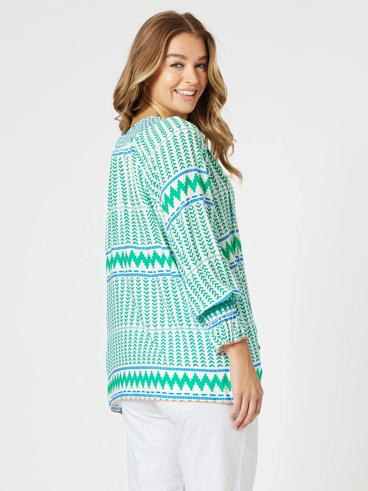 Geo Print Top - Elm Multi