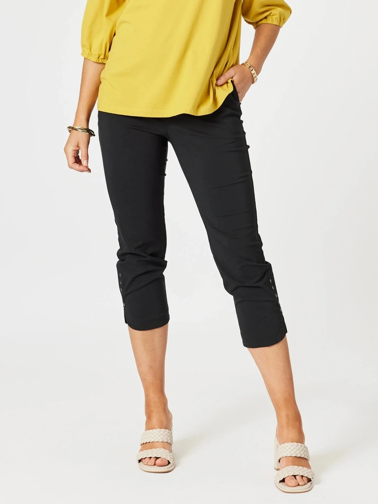 Petal Parachute Stud Detail Pant - Black