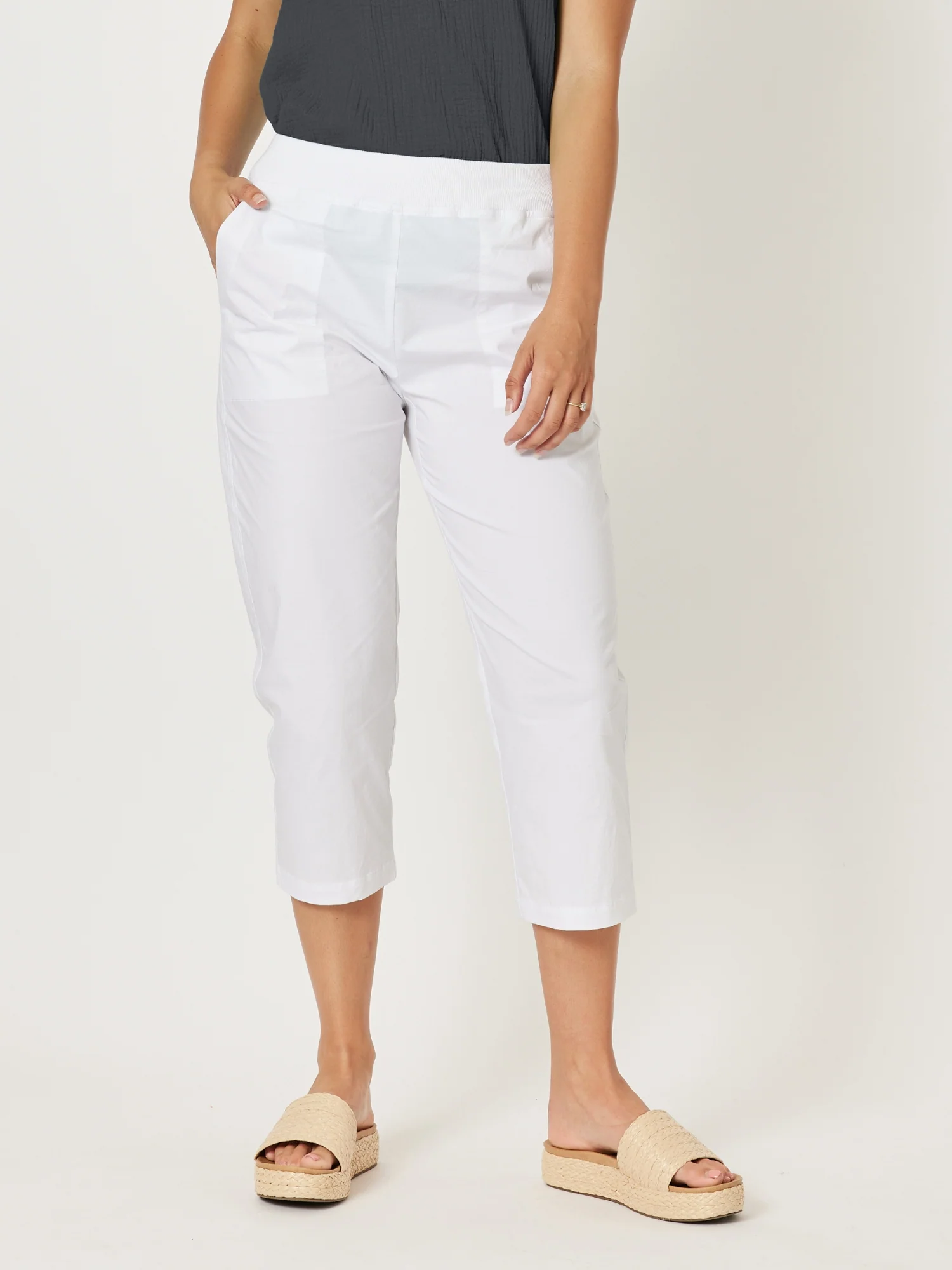 Santorini Cotton Capri Pant -  White