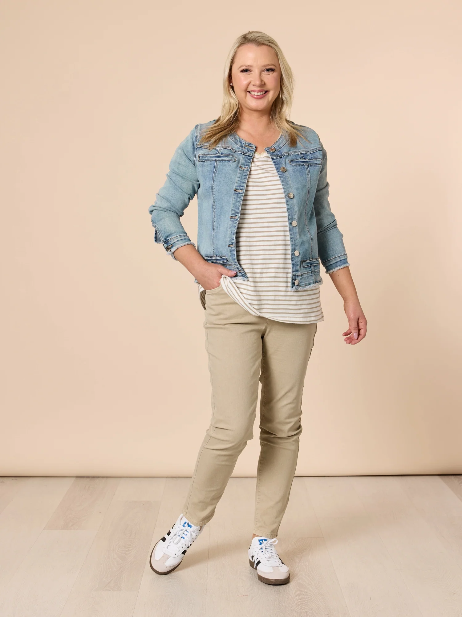 Tyla Stripe Tee - Natural/White