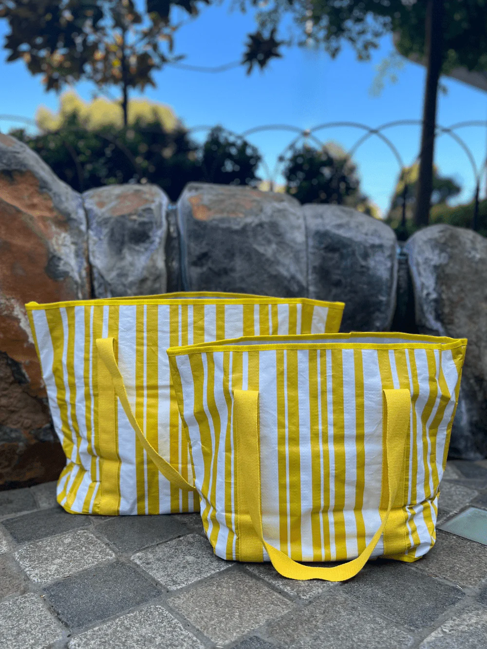 Sabbia Beach Bag Large - Yellow Stripe