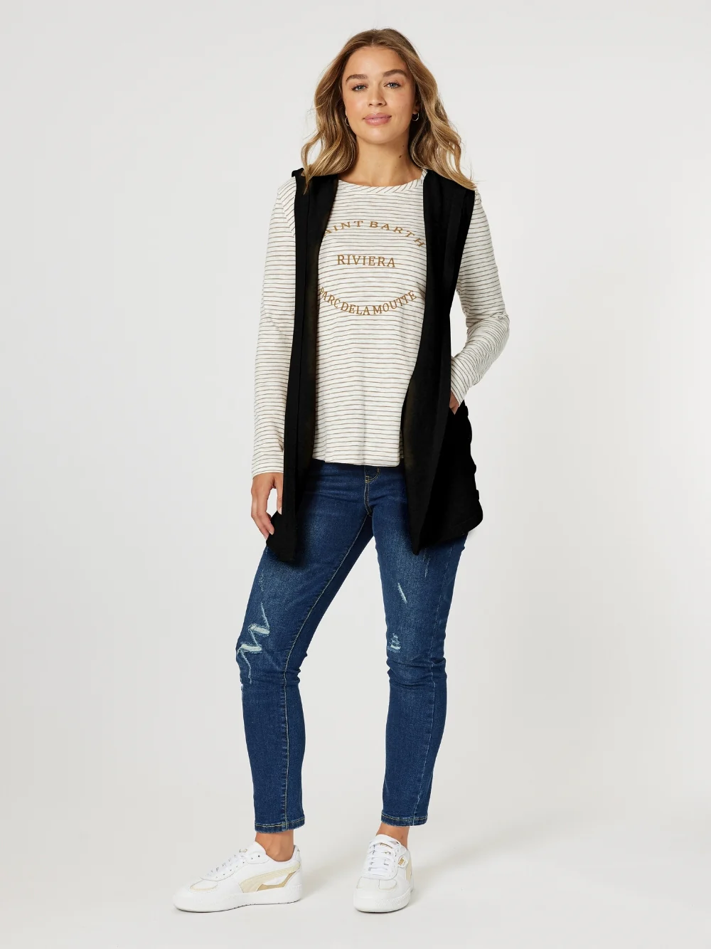 Ollie Side Button Vest - Black