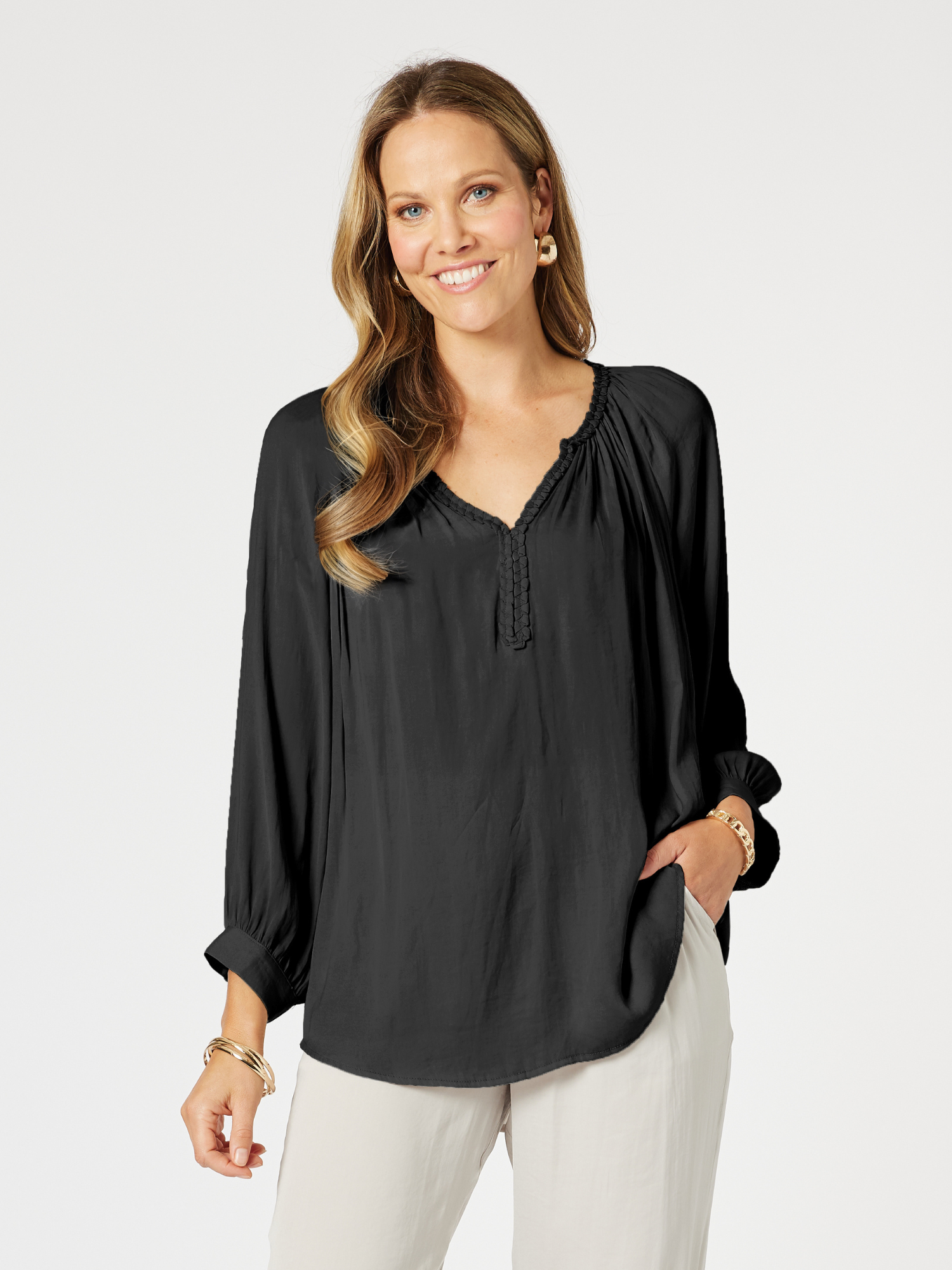 Lux Plait Top - Black