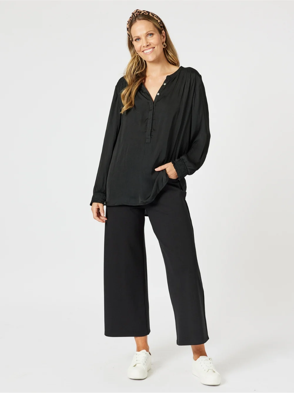 Vienna Luxe Nehru Top - Black