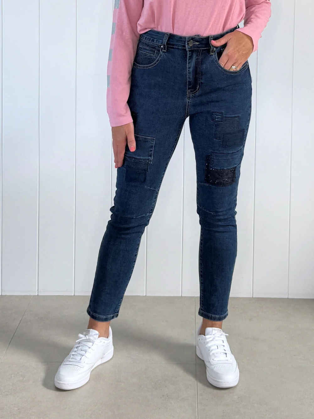 All That Jazz Applique Jean - Dark Denim